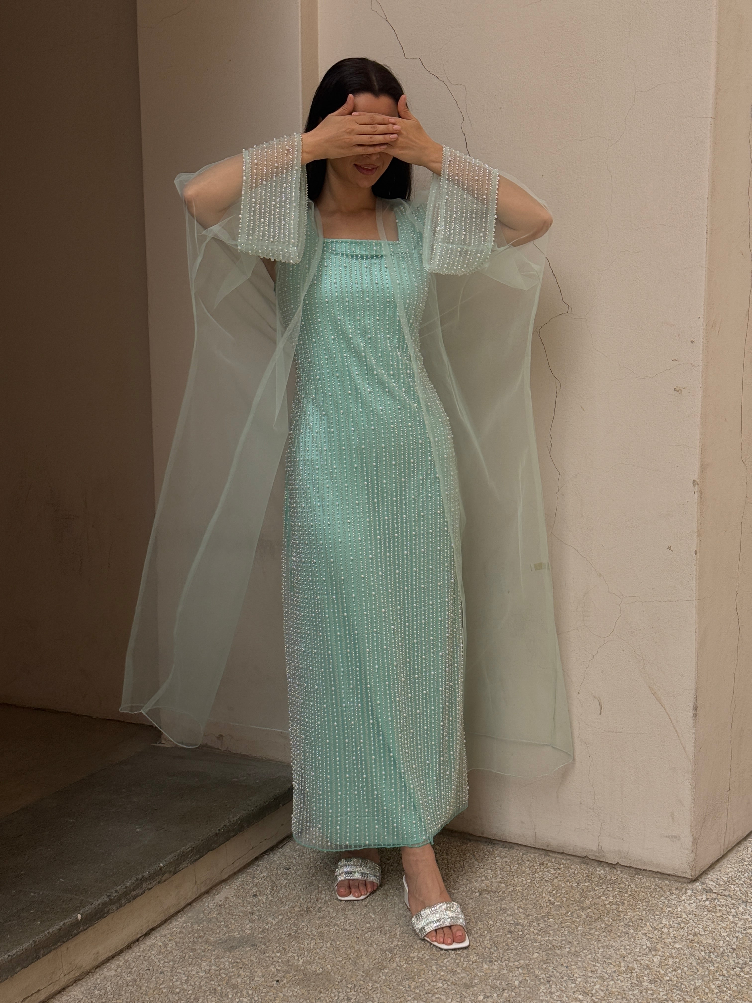 Lily Rose Dress With Transparent Abaya