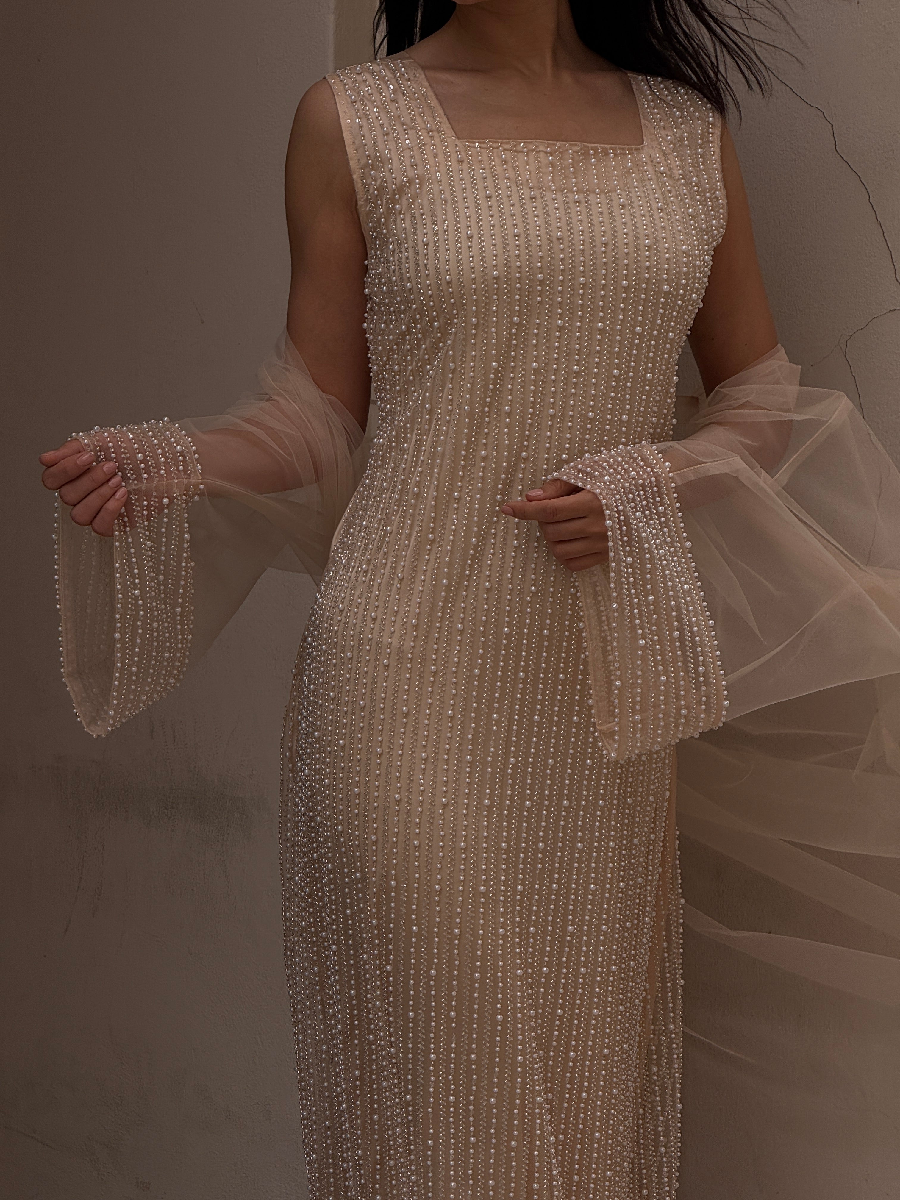Lily Rose Dress With Transparent Abaya