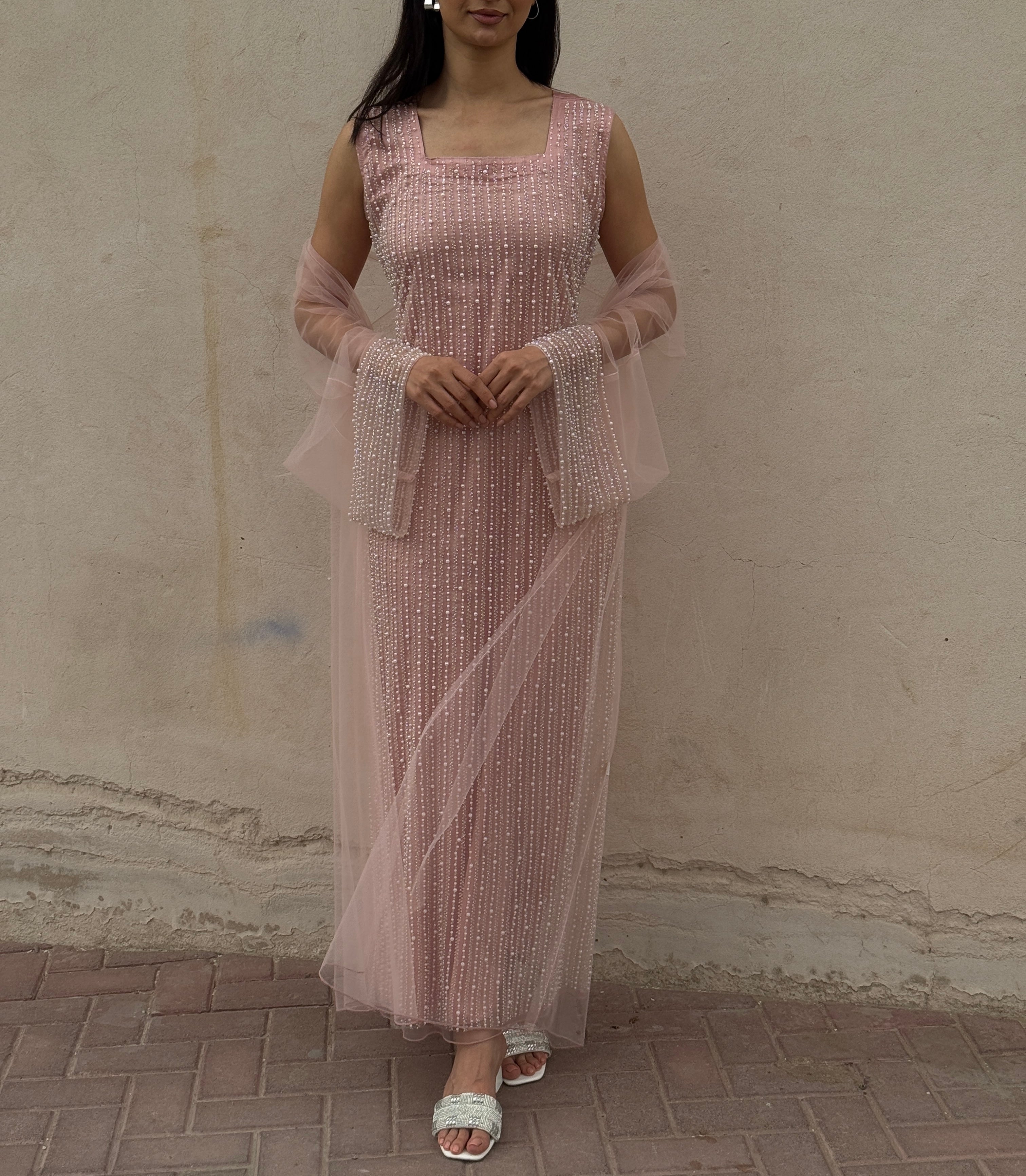 Lily Rose Dress With Transparent Abaya