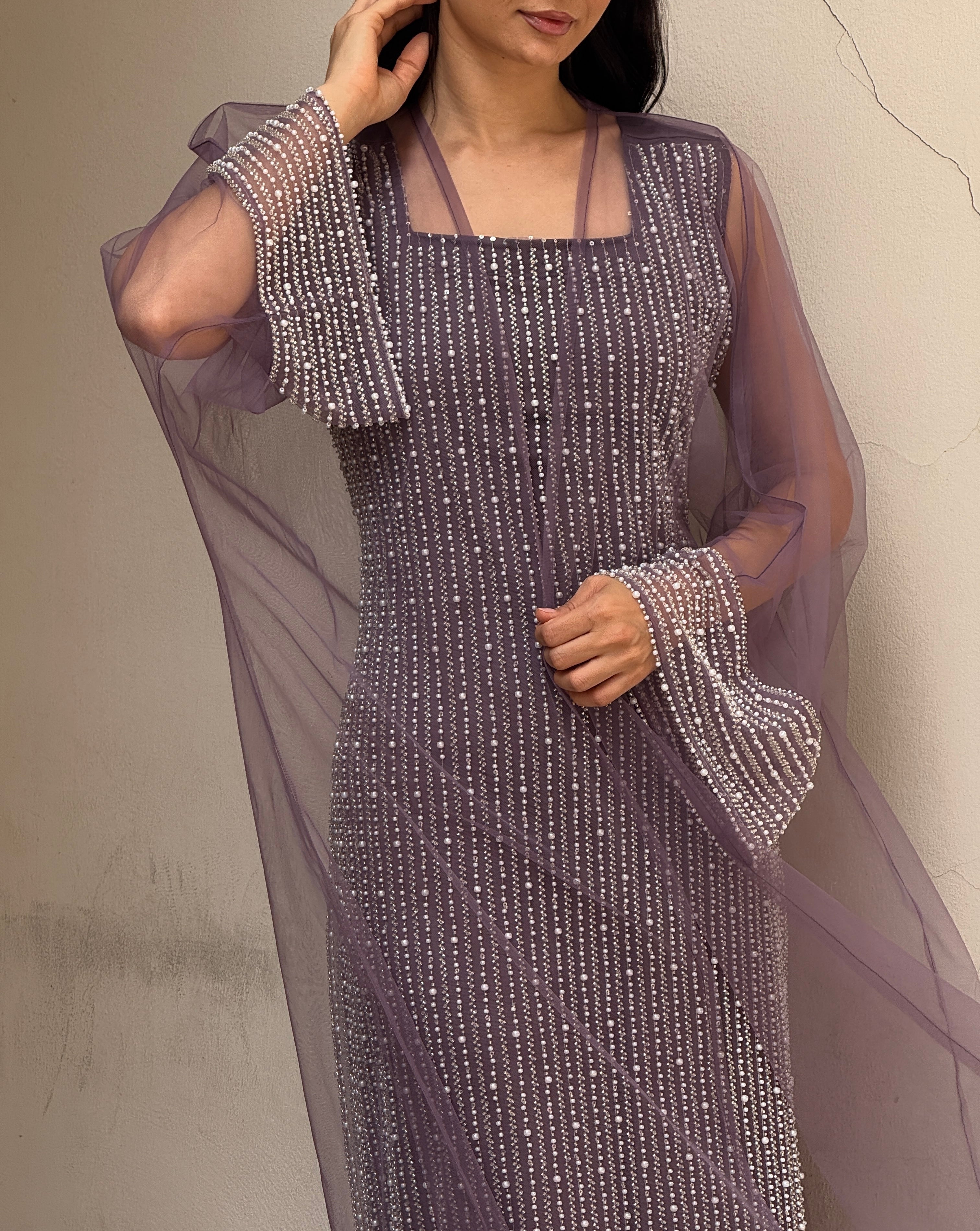 Lily Rose Dress With Transparent Abaya