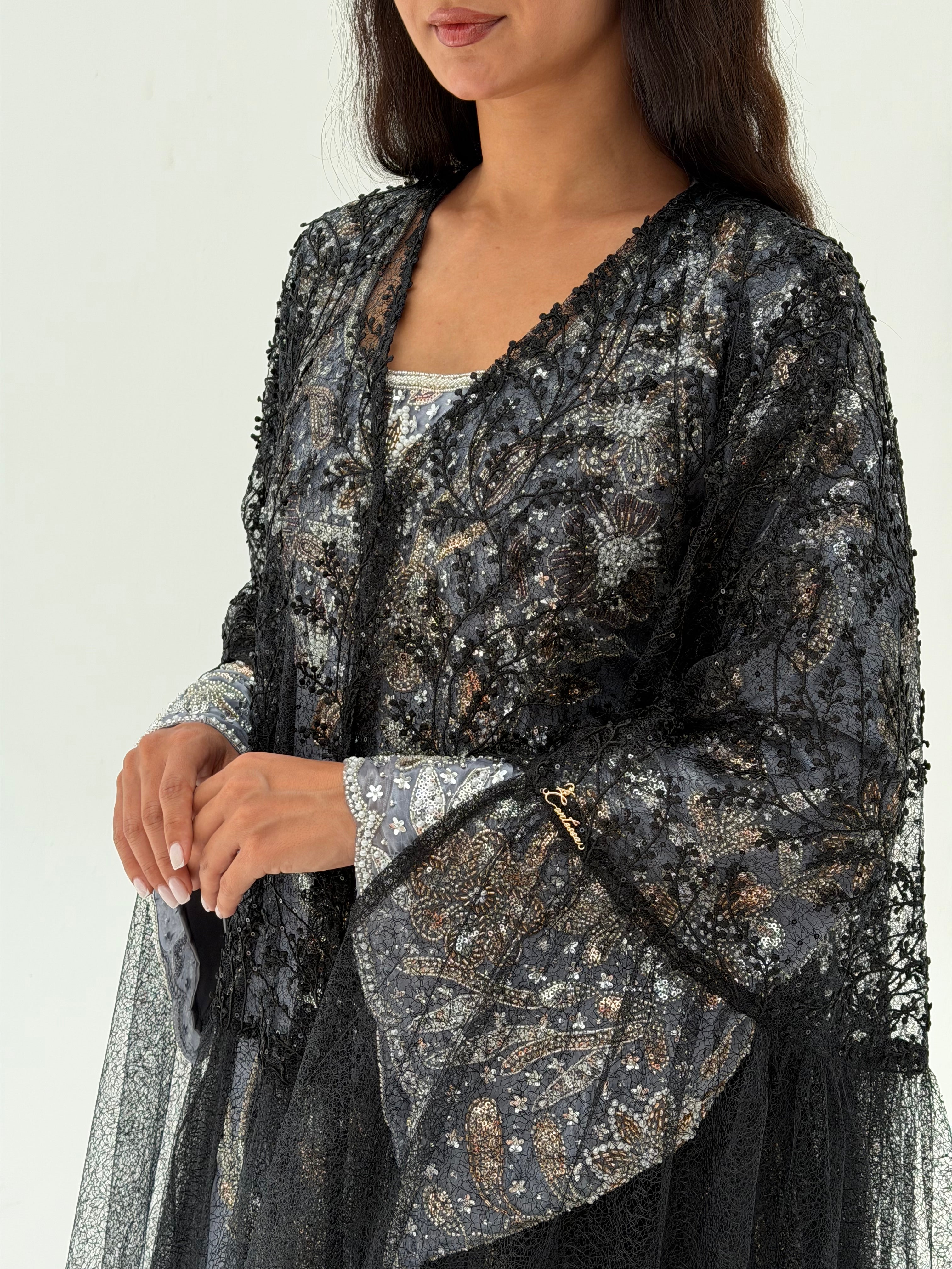 Teejan  ( Eid & Wedding abaya with dantil sheila )