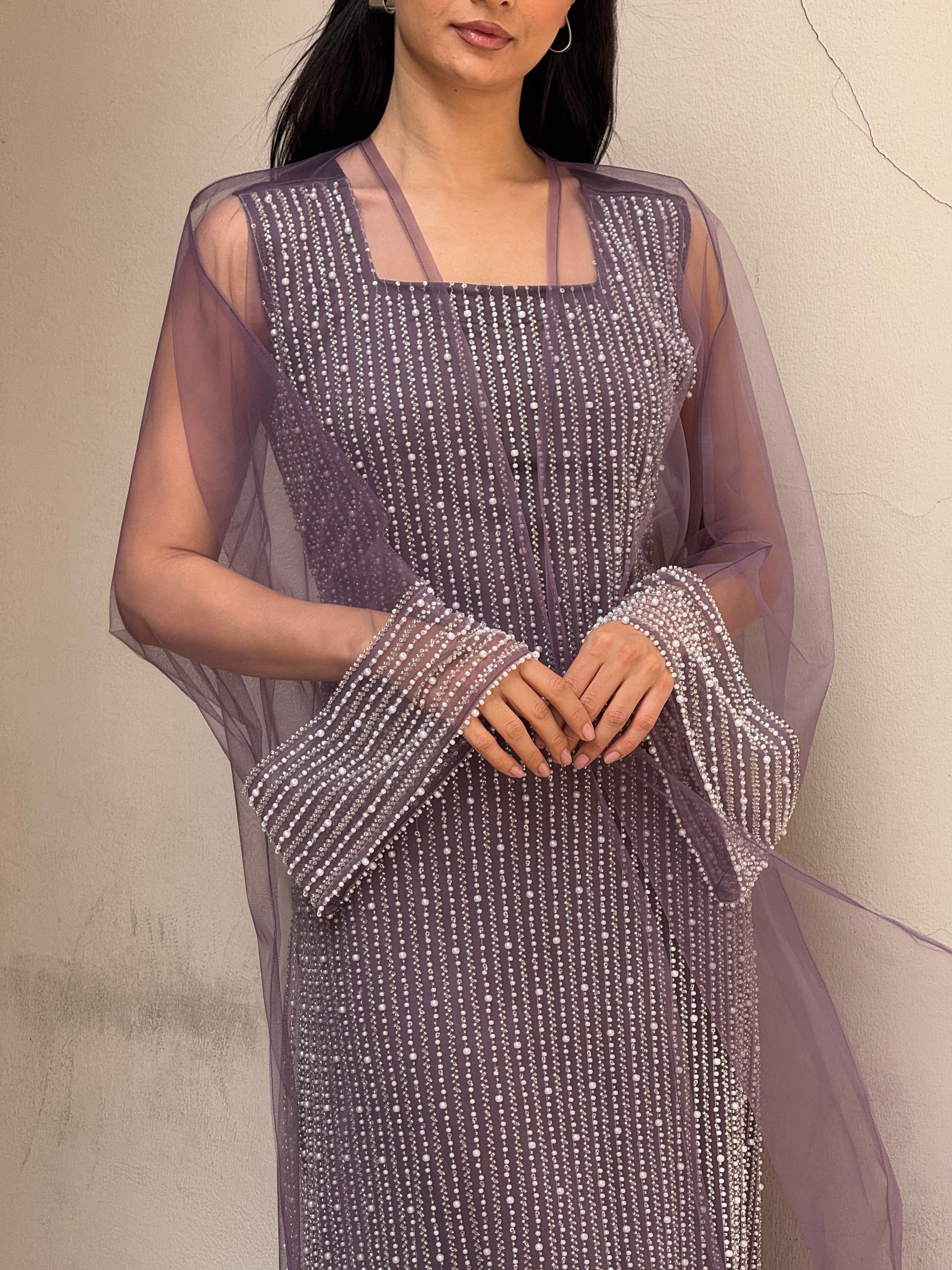 Lily Rose Dress With Transparent Abaya