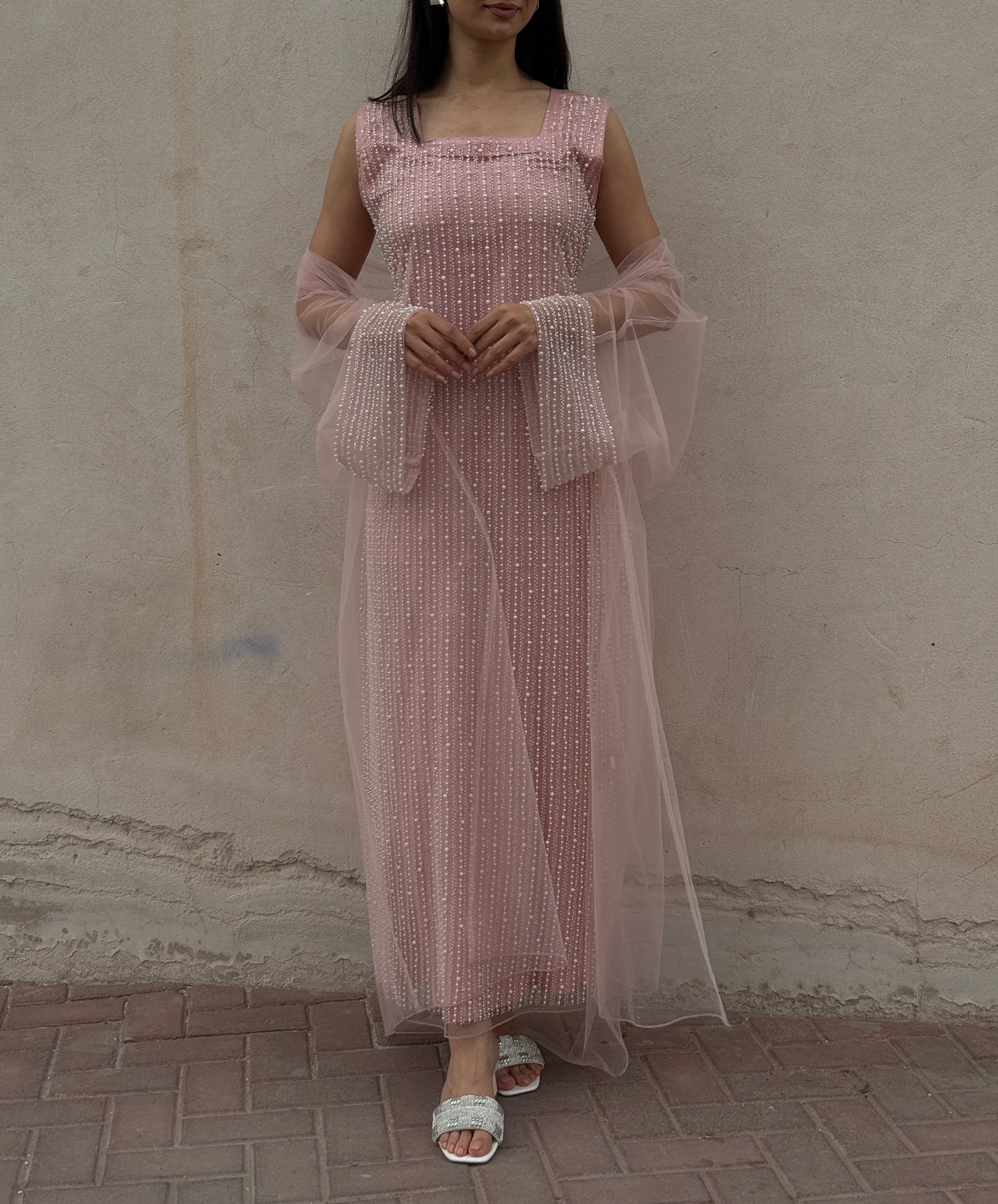 Lily Rose Dress With Transparent Abaya