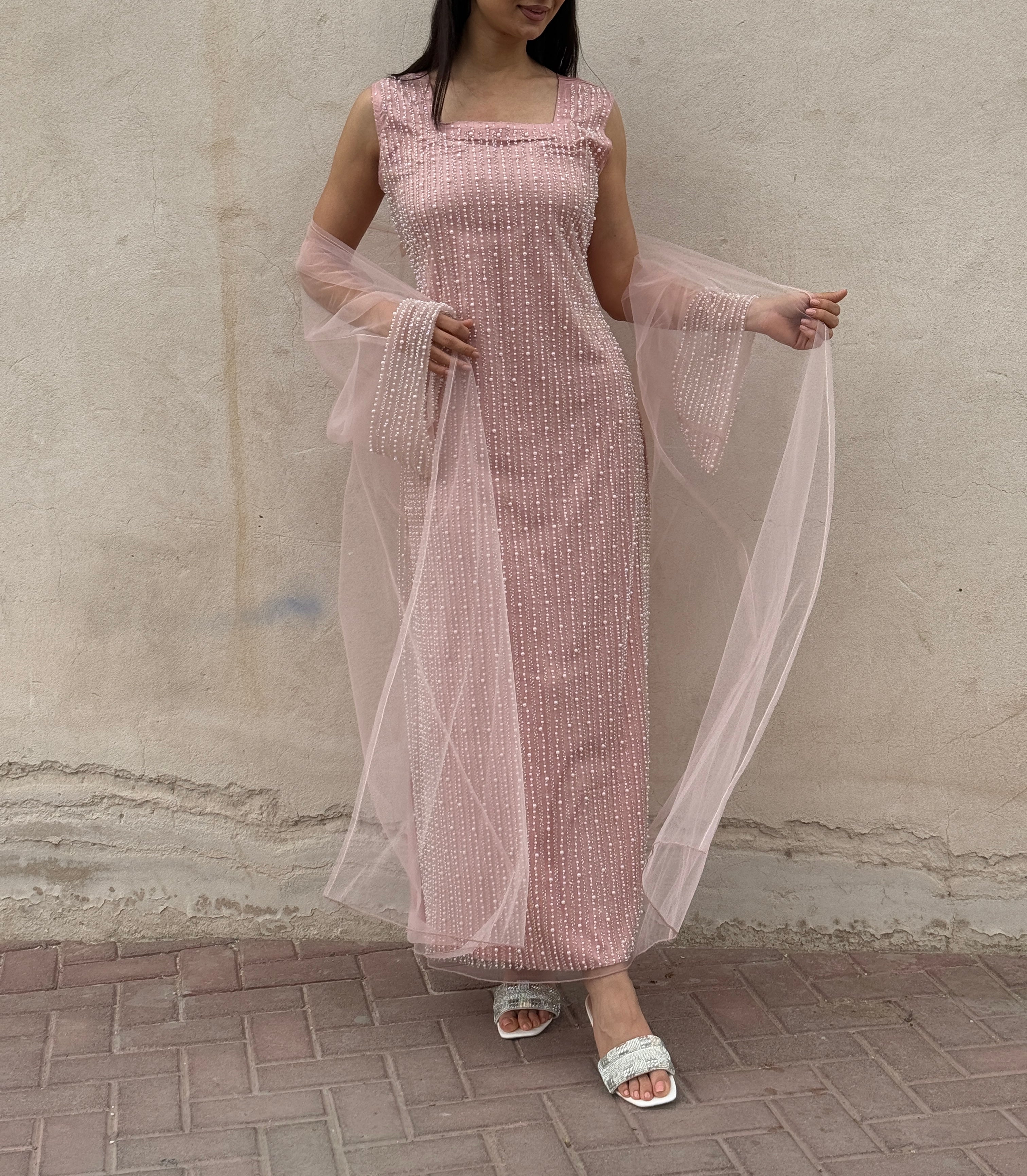 Lily Rose Dress With Transparent Abaya