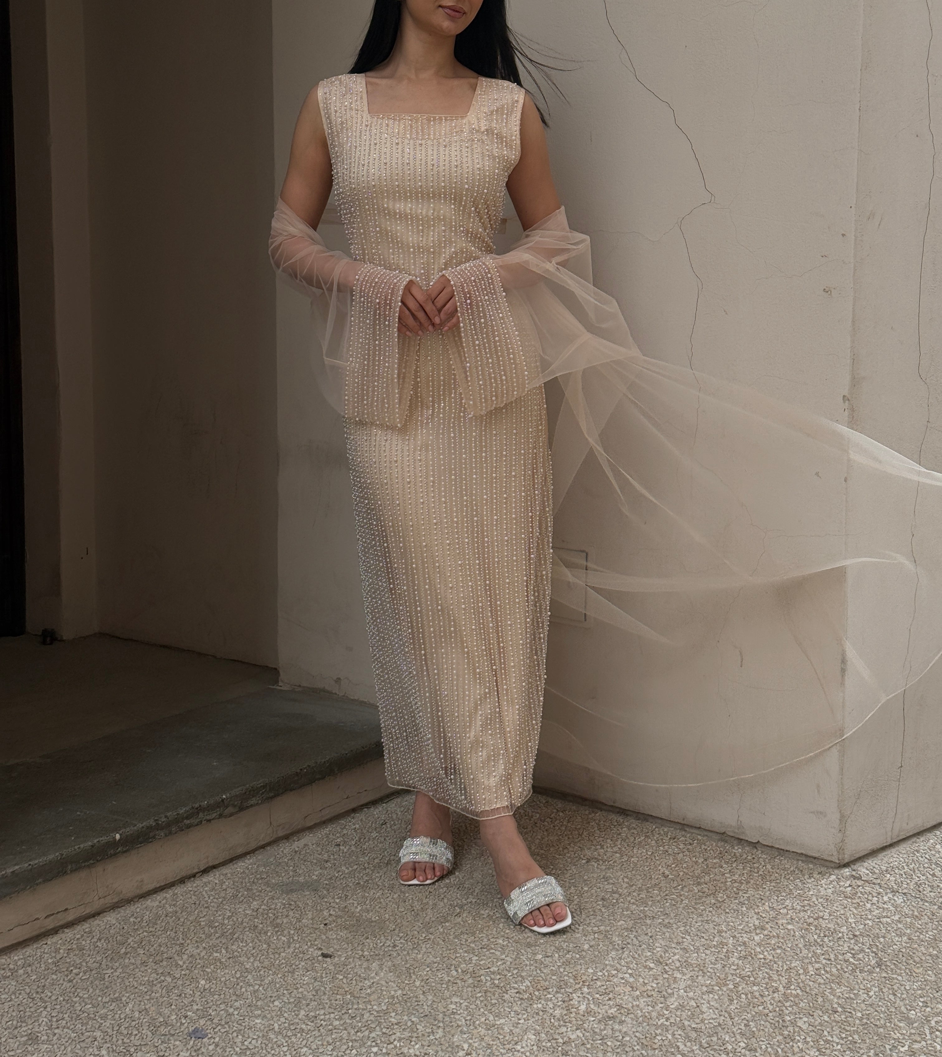 Lily Rose Dress With Transparent Abaya
