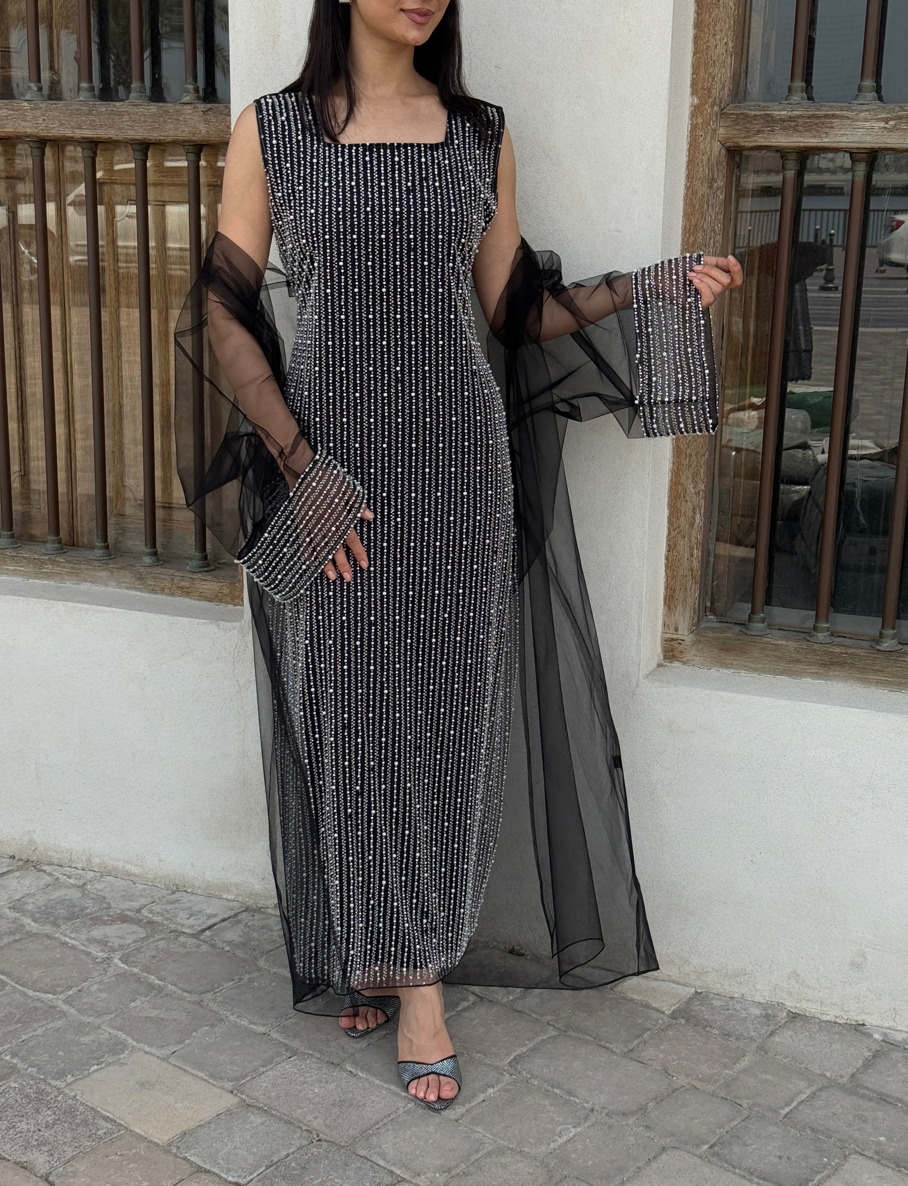 Lily Rose Dress With Transparent Abaya