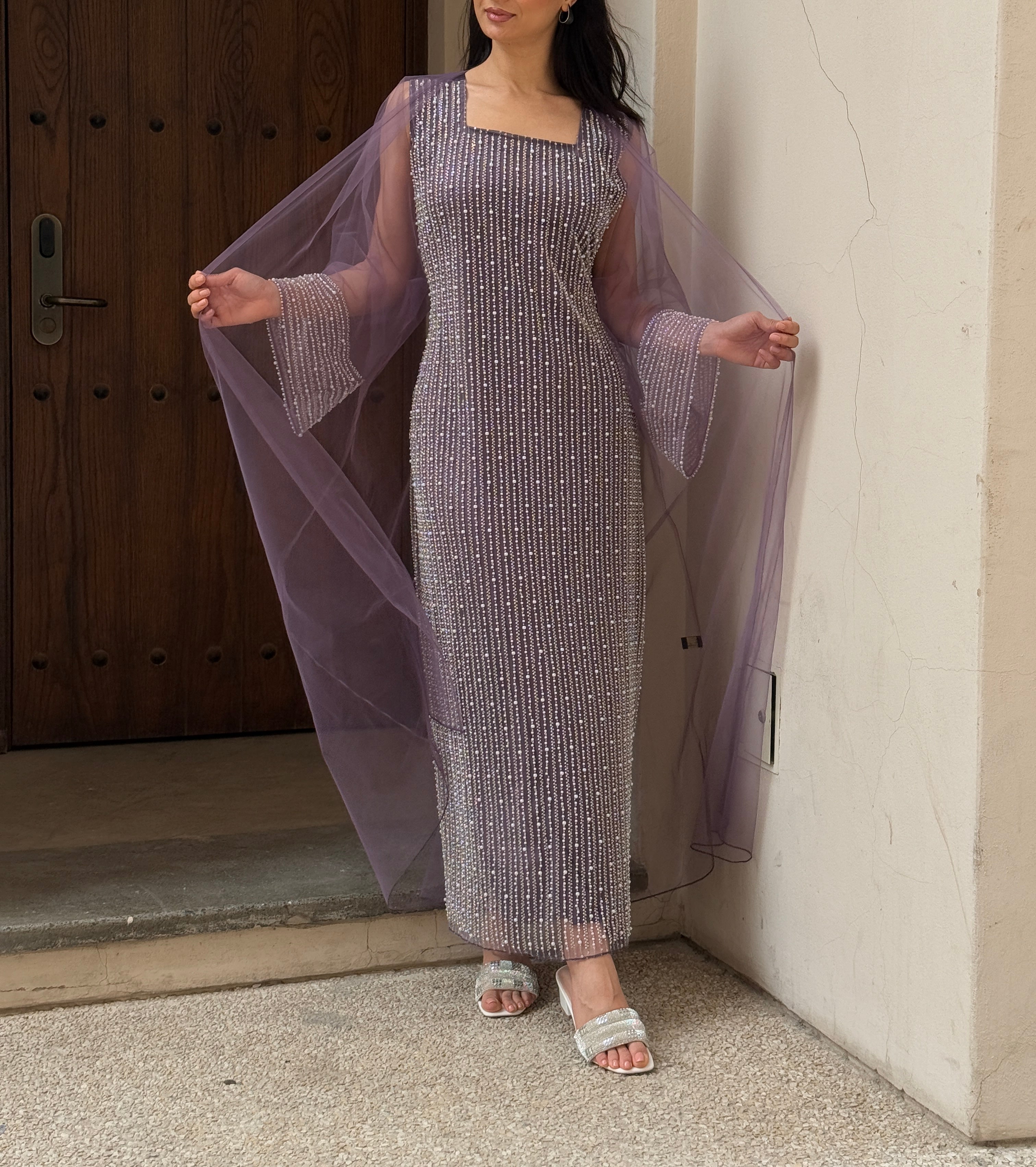 Lily Rose Dress With Transparent Abaya