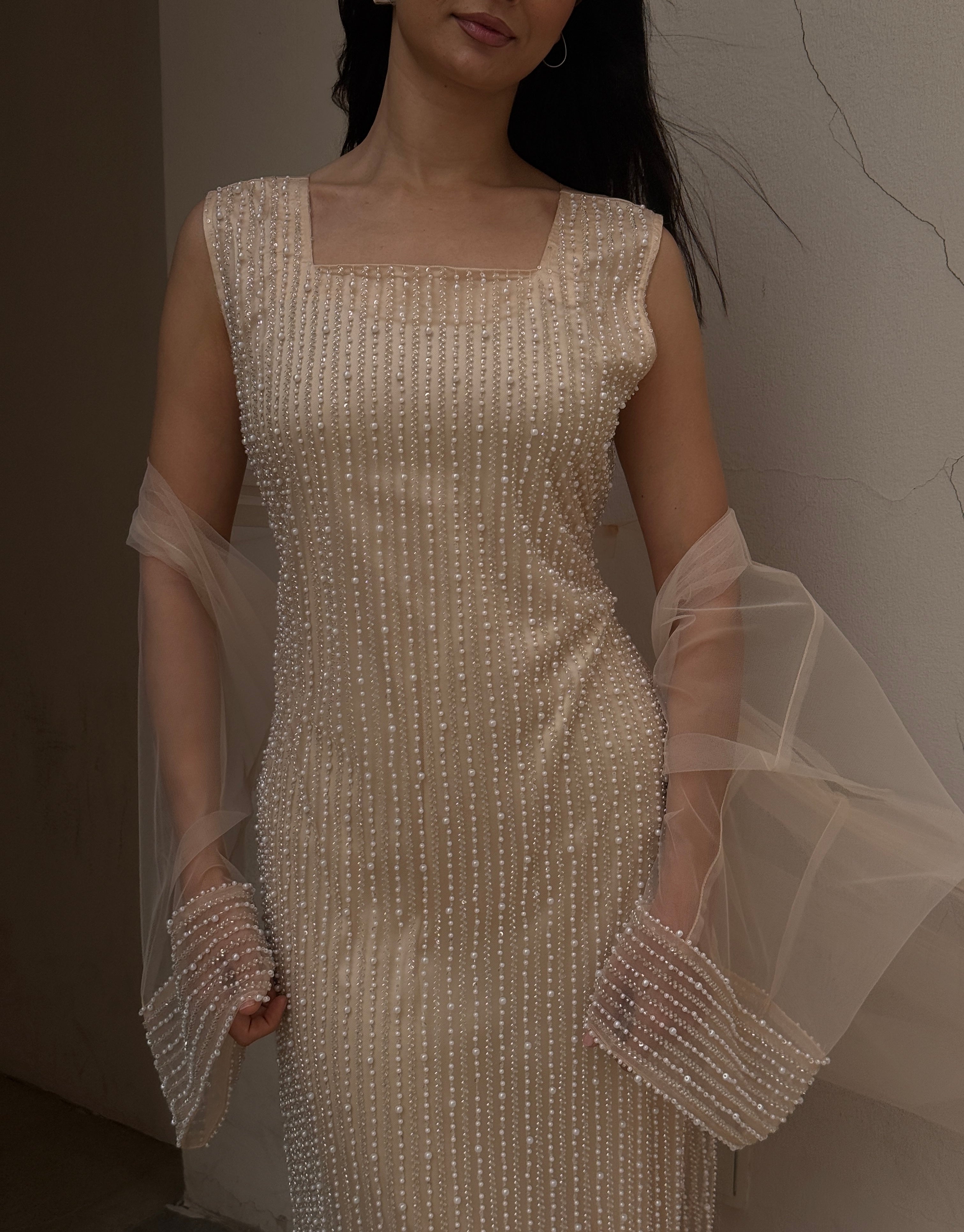 Lily Rose Dress With Transparent Abaya