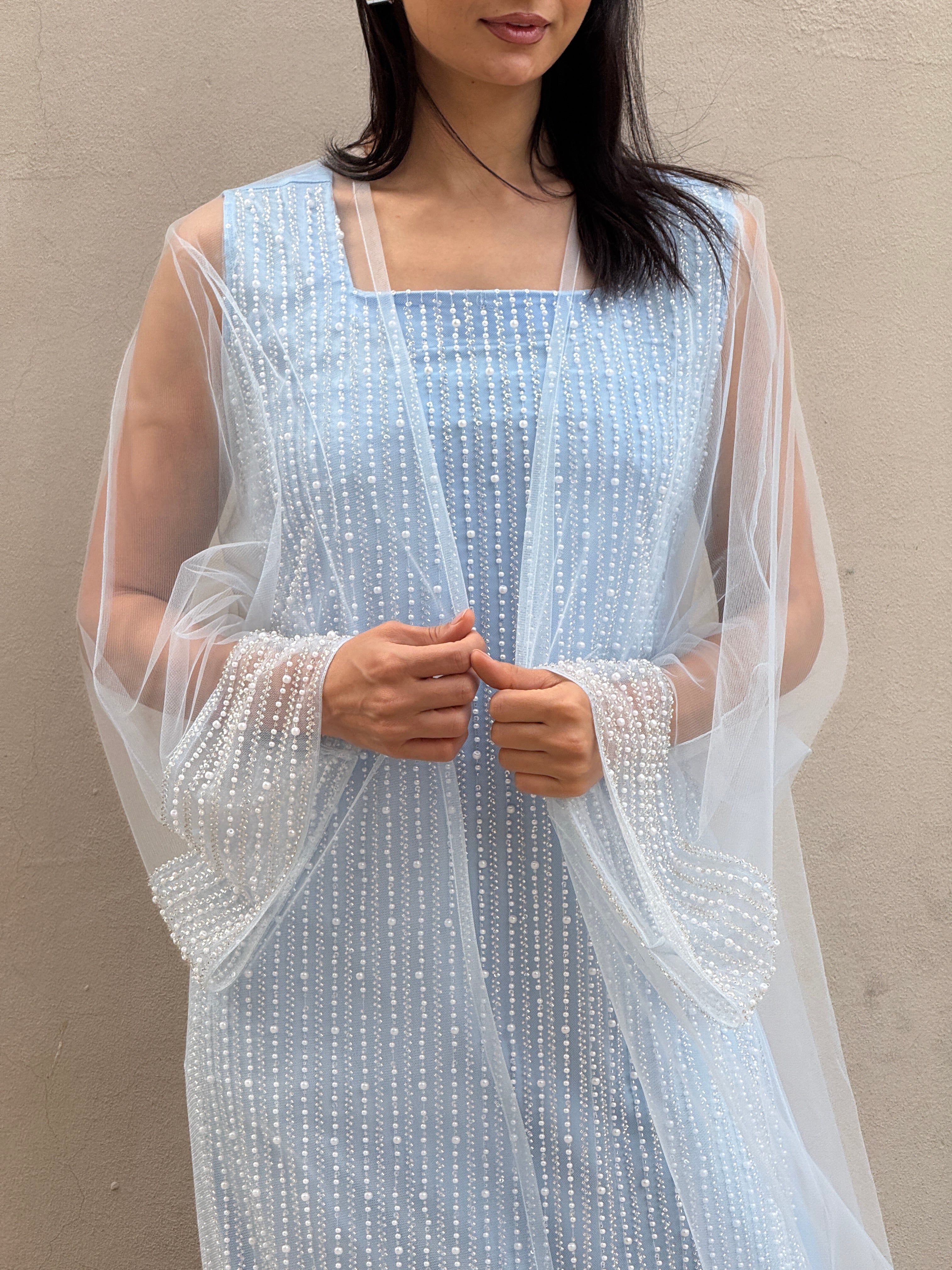 Lily Rose Dress With Transparent Abaya