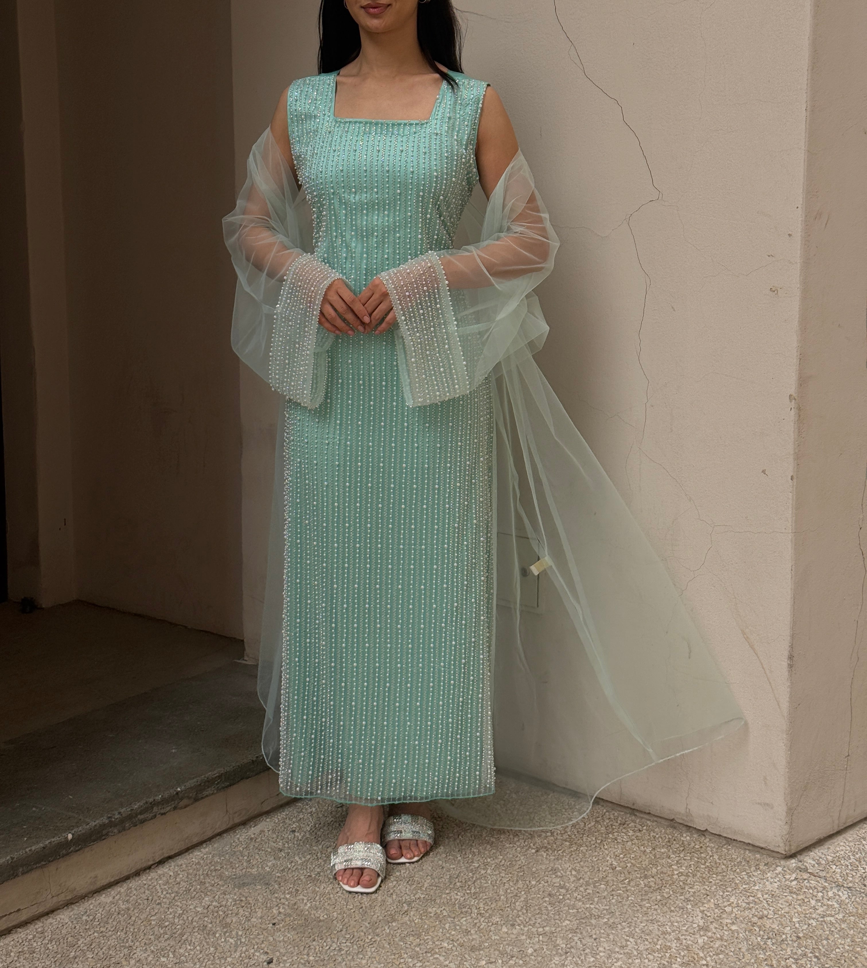 Lily Rose Dress With Transparent Abaya