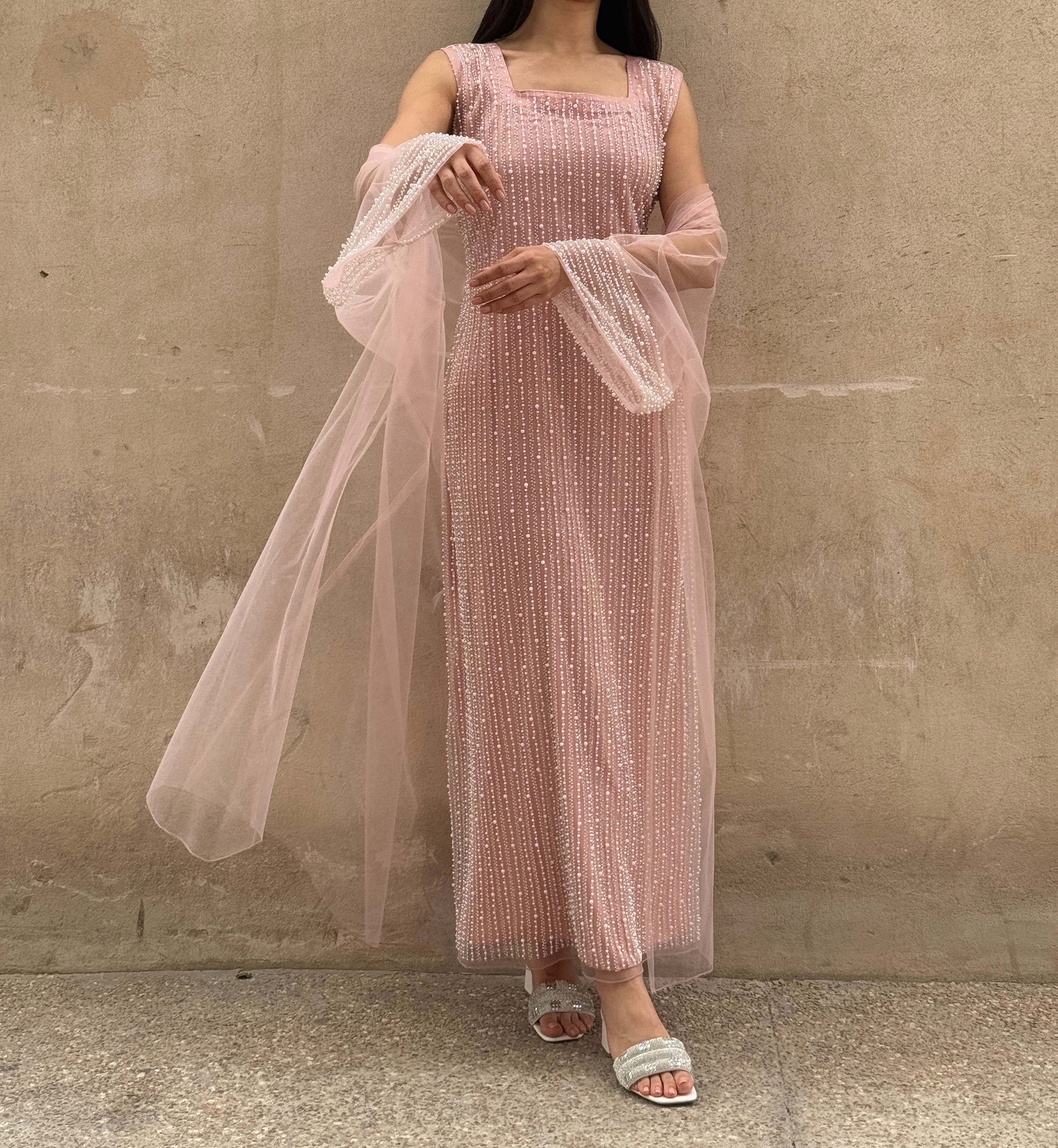 Lily Rose Dress With Transparent Abaya