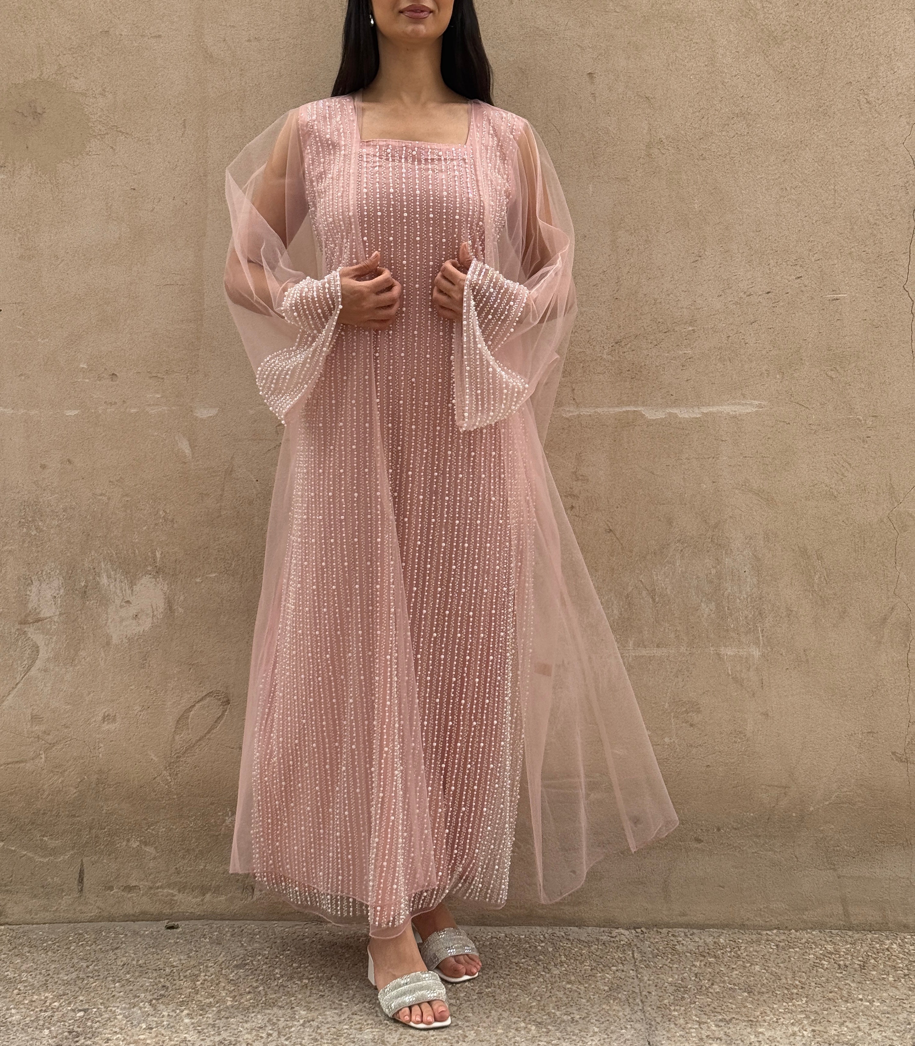 Lily Rose Dress With Transparent Abaya