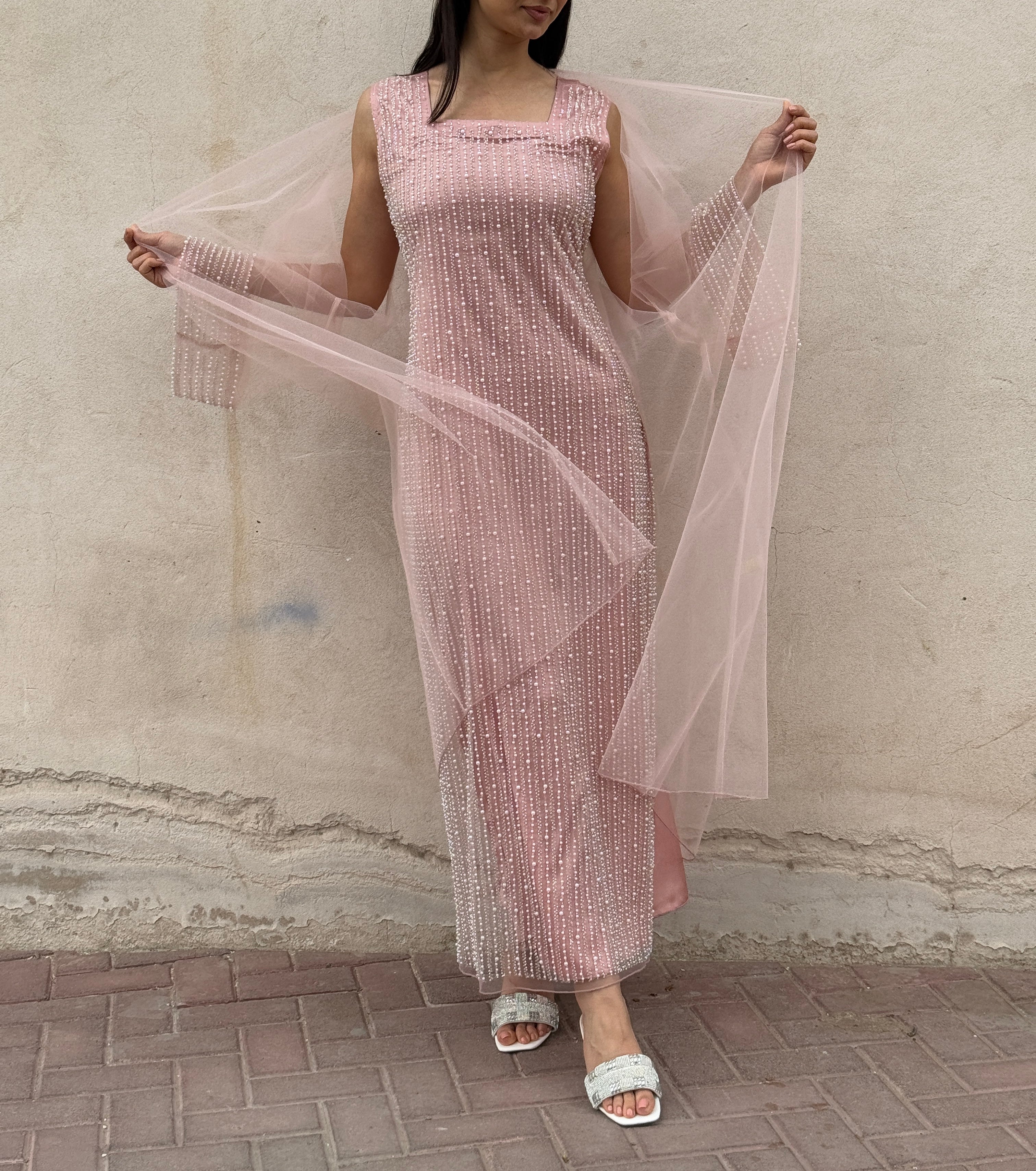 Lily Rose Dress With Transparent Abaya