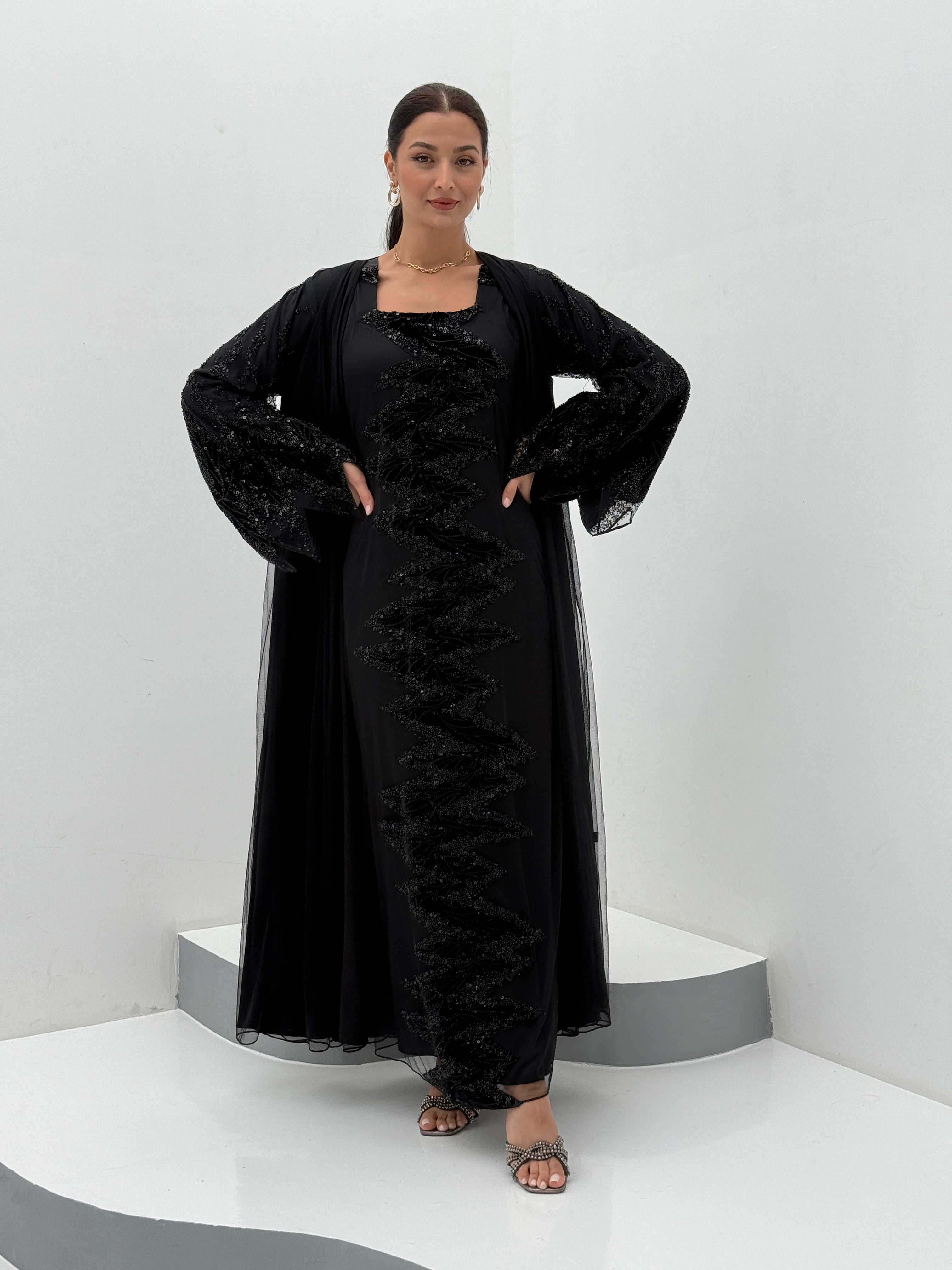 Amna Abaya with dress - Contessa Collection