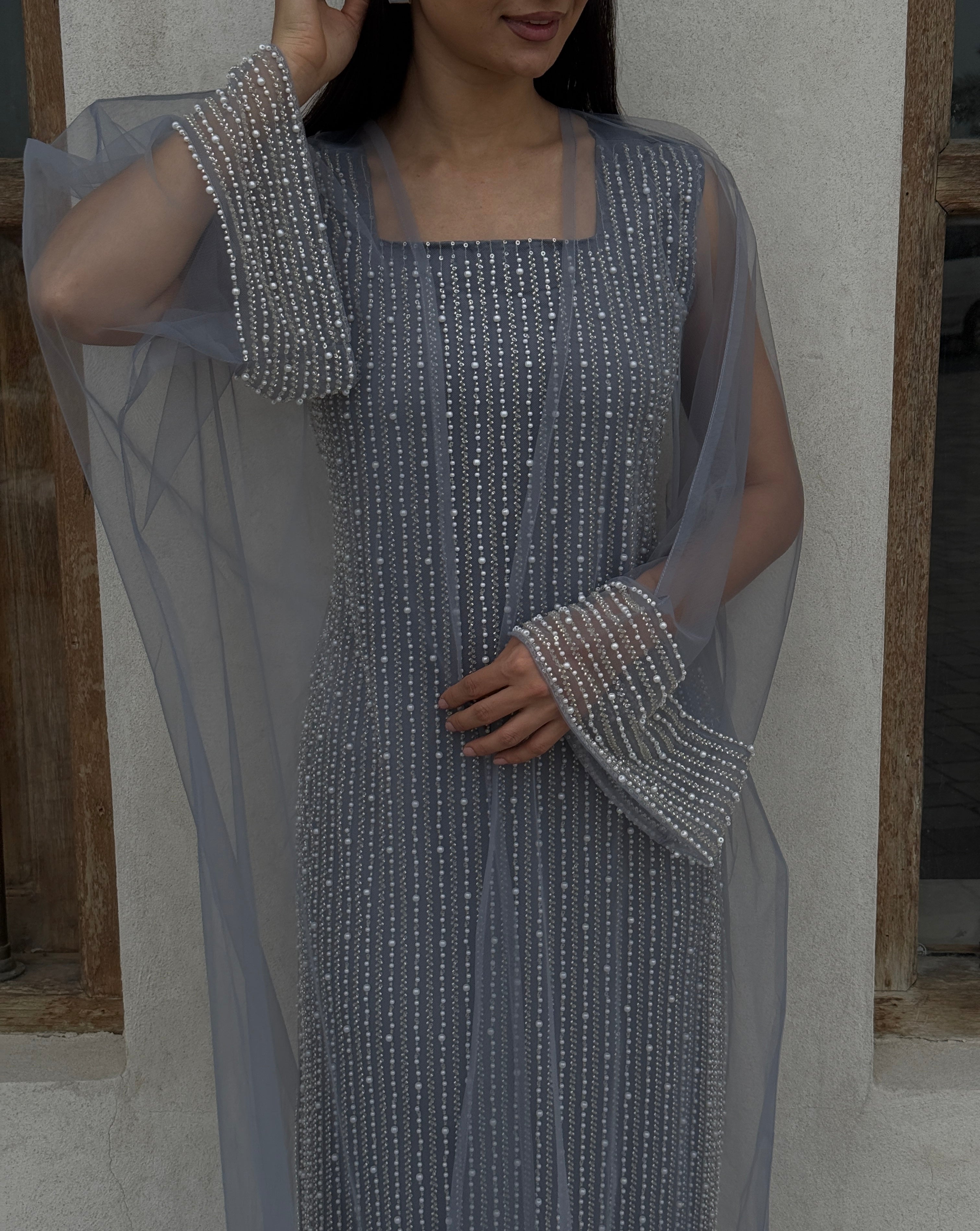 Lily Rose Dress With Transparent Abaya
