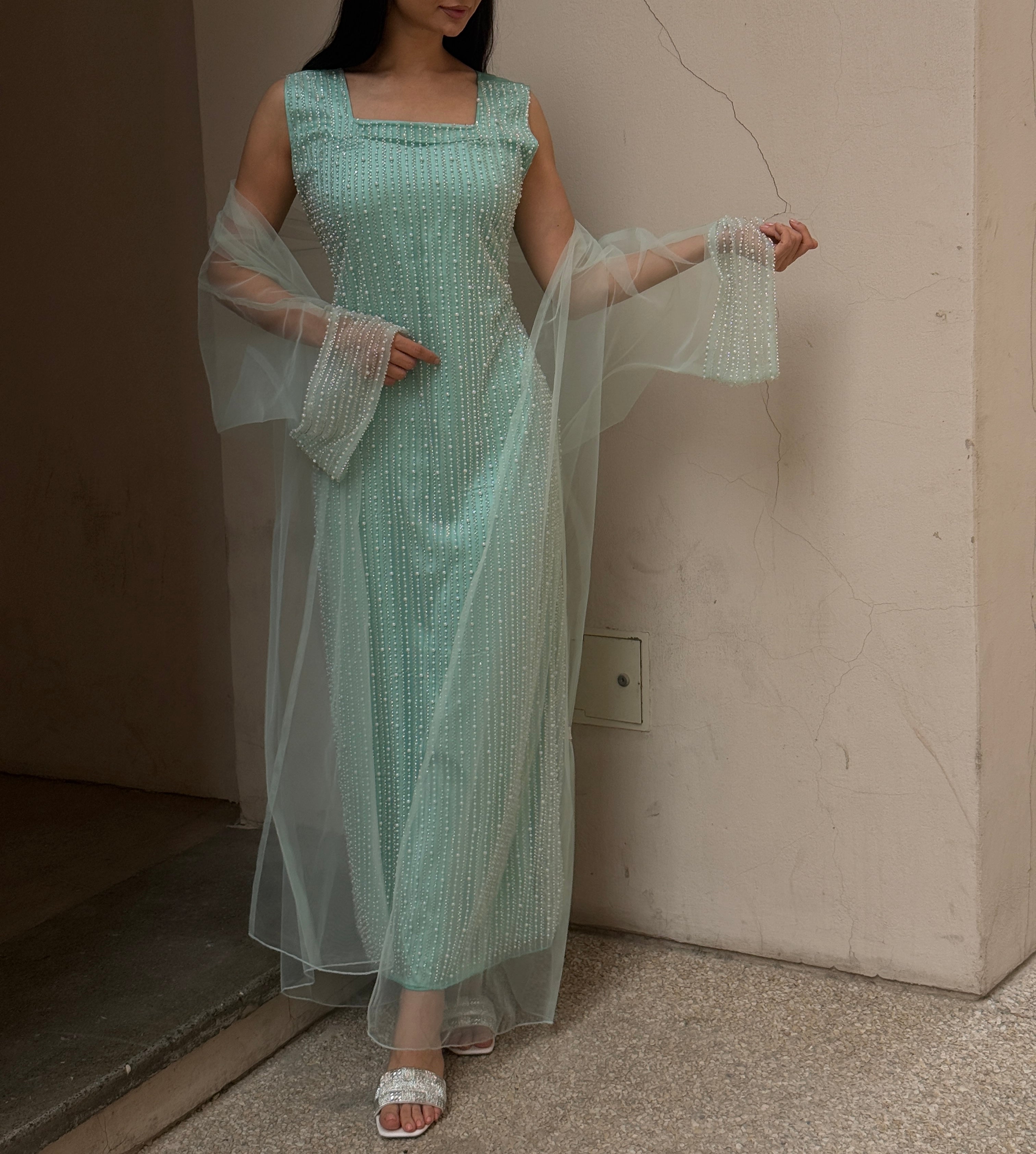 Lily Rose Dress With Transparent Abaya