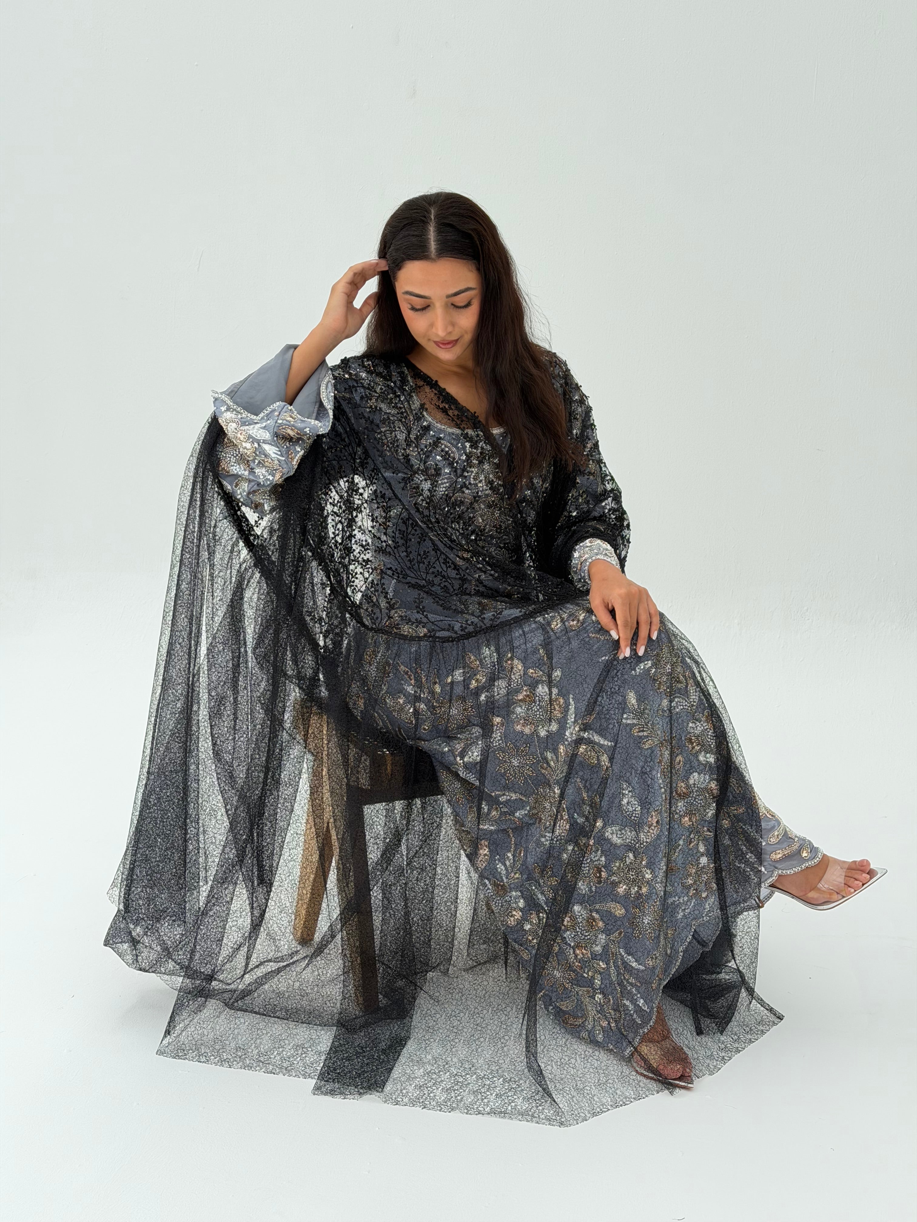 Teejan  ( Eid & Wedding abaya with dantil sheila )