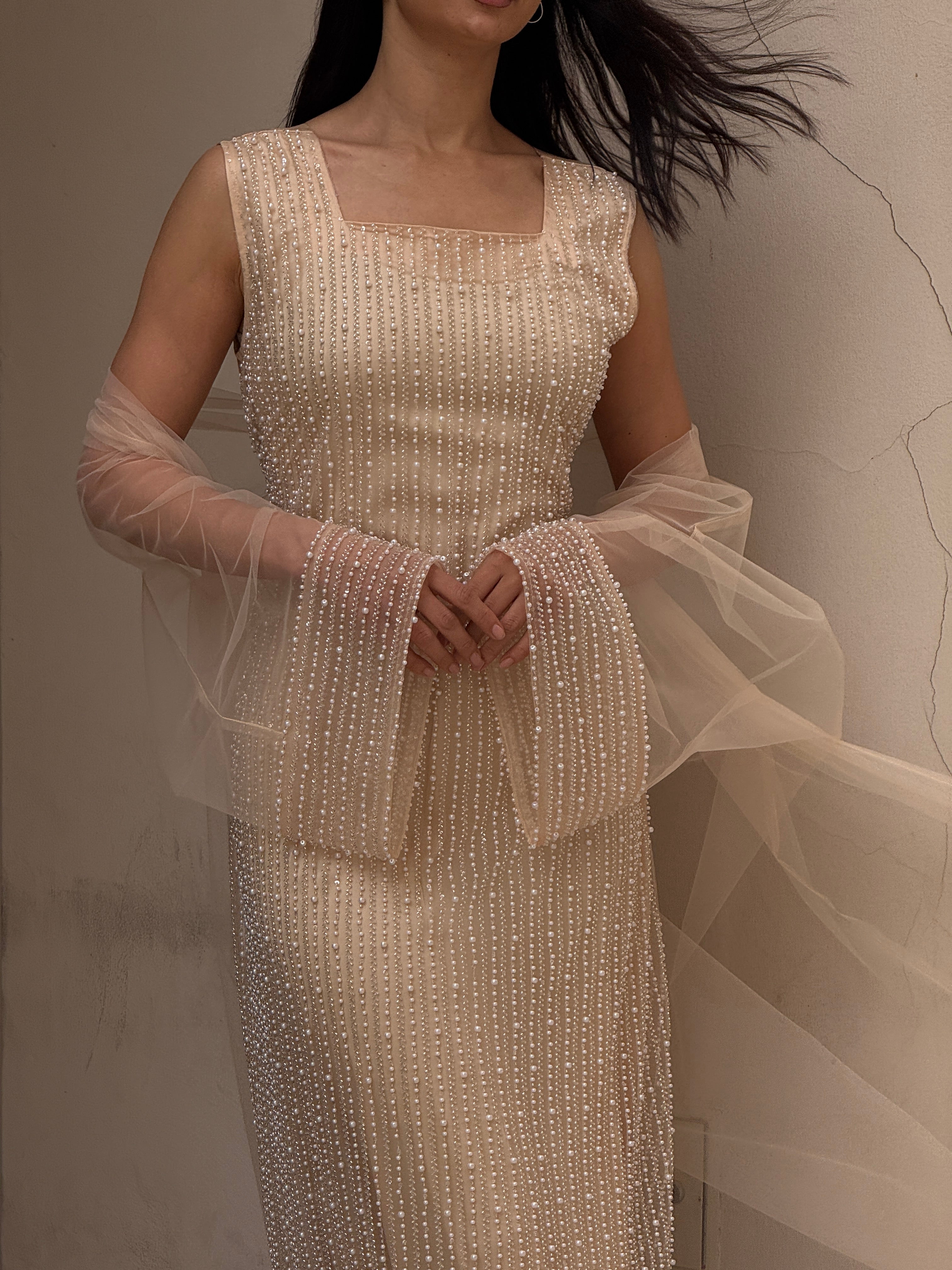 Lily Rose Dress With Transparent Abaya