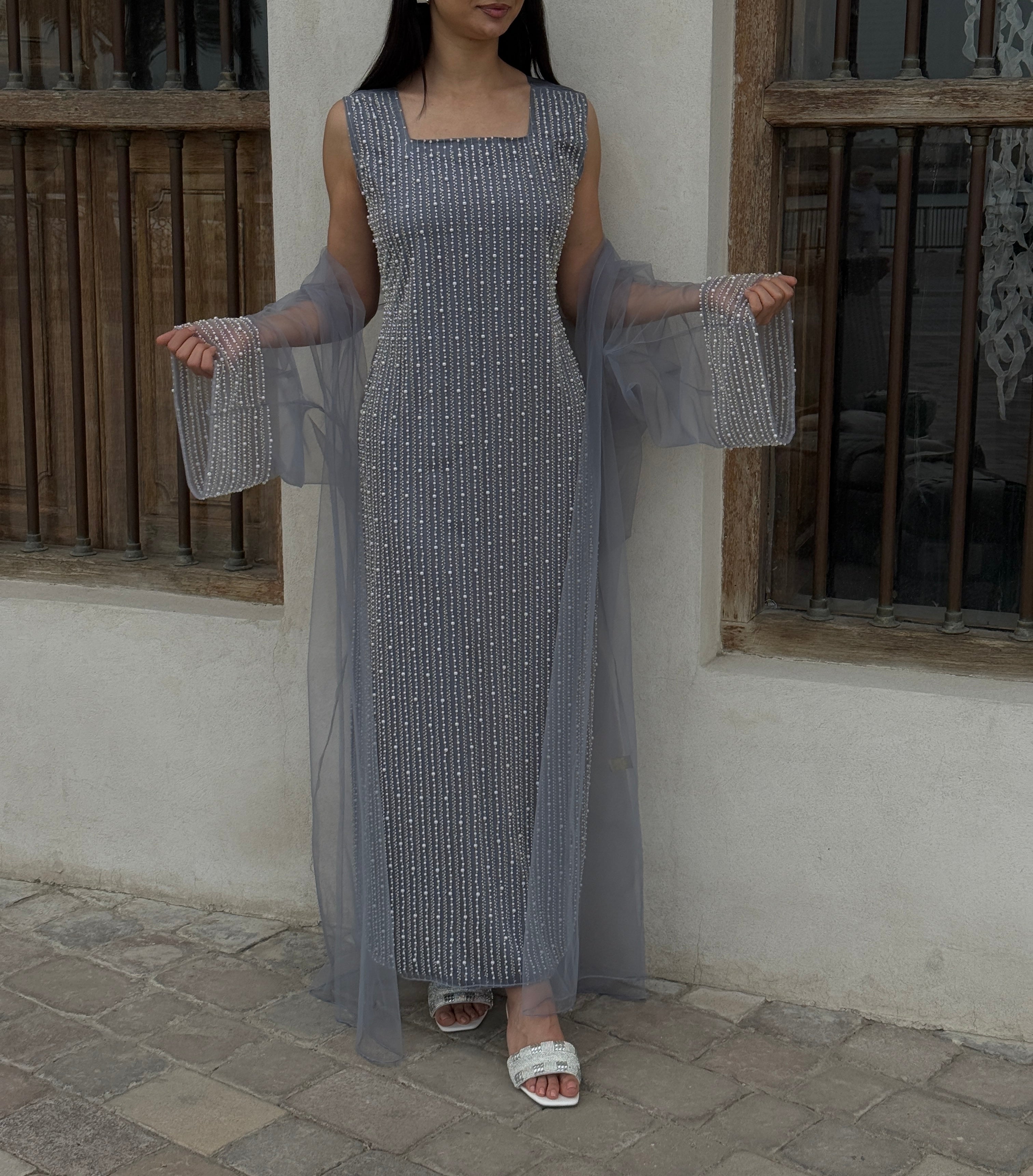 Lily Rose Dress With Transparent Abaya - Contessa Collection   Dubai 