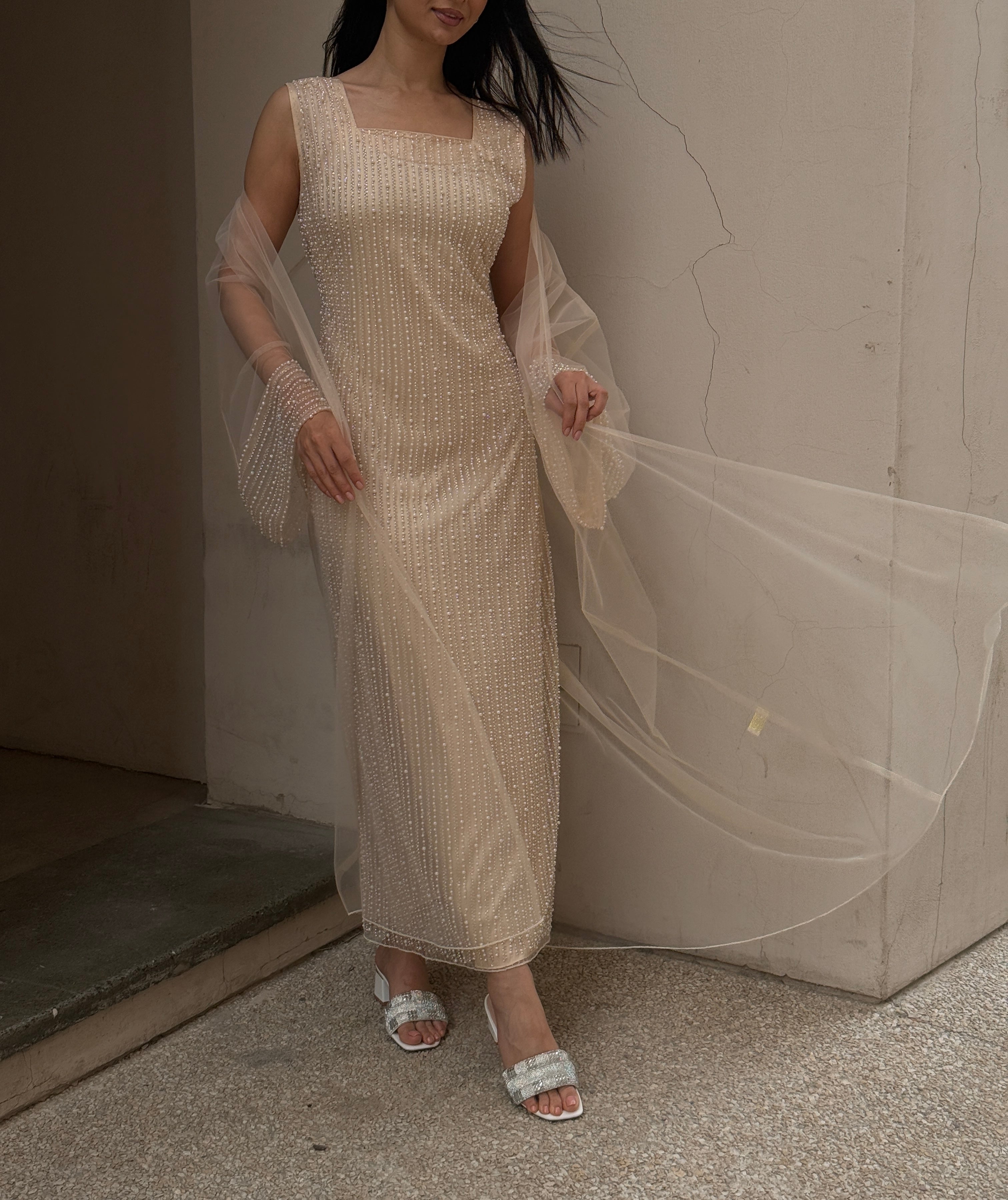 Lily Rose Dress With Transparent Abaya - Contessa Collection   Dubai 