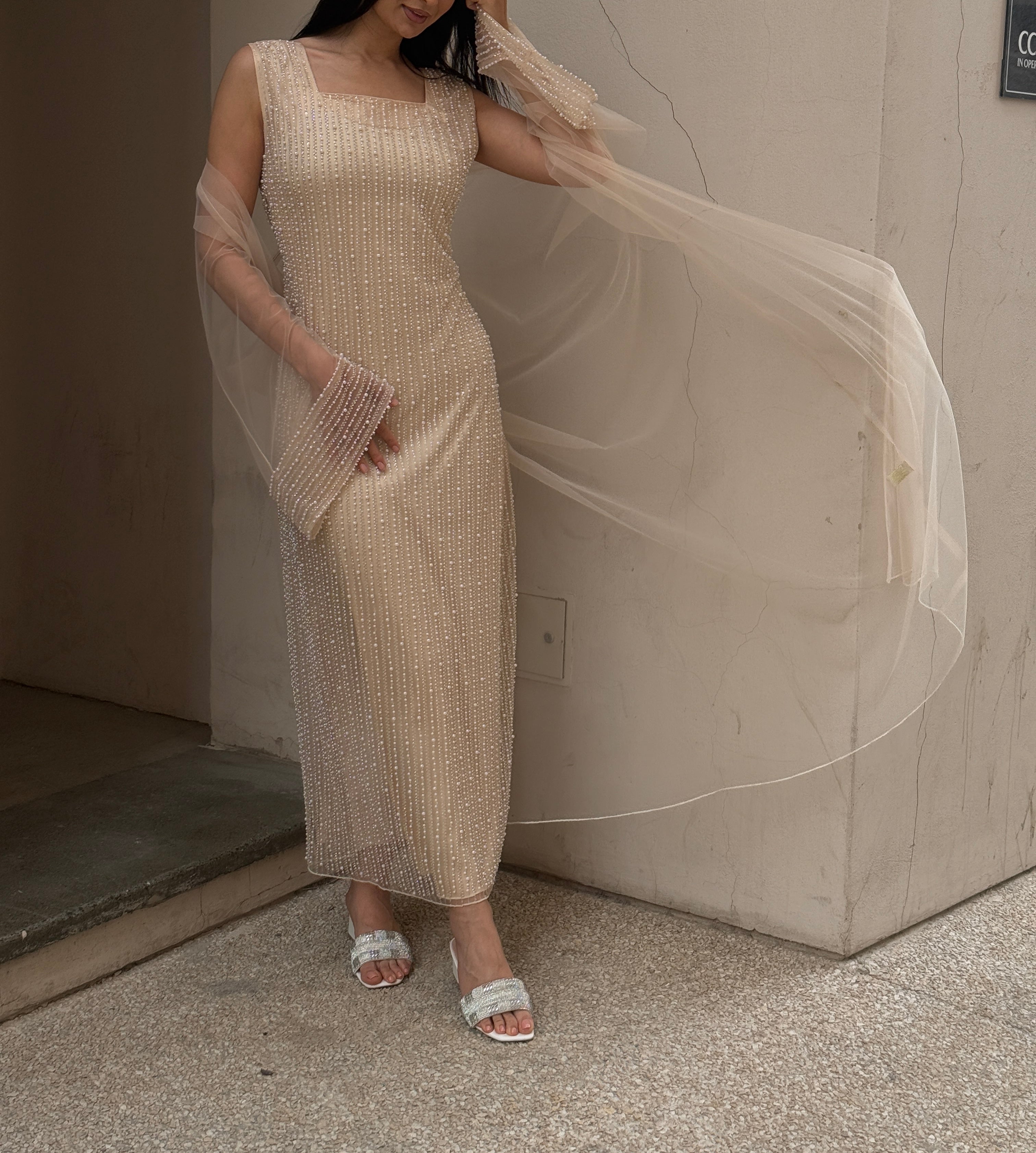 Lily Rose Dress With Transparent Abaya - Contessa Collection   Dubai 