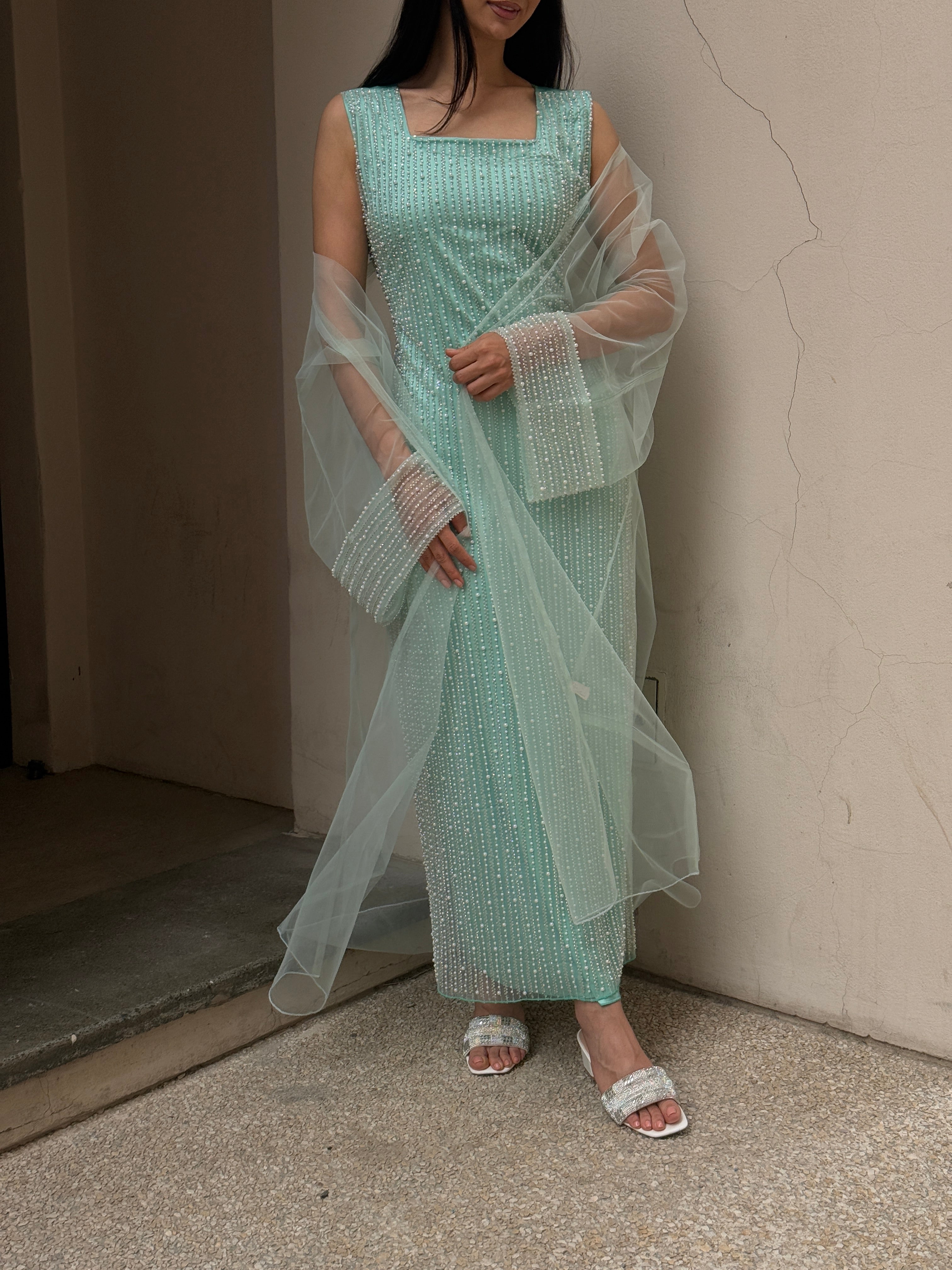 Lily Rose Dress With Transparent Abaya - Contessa Collection   Dubai 