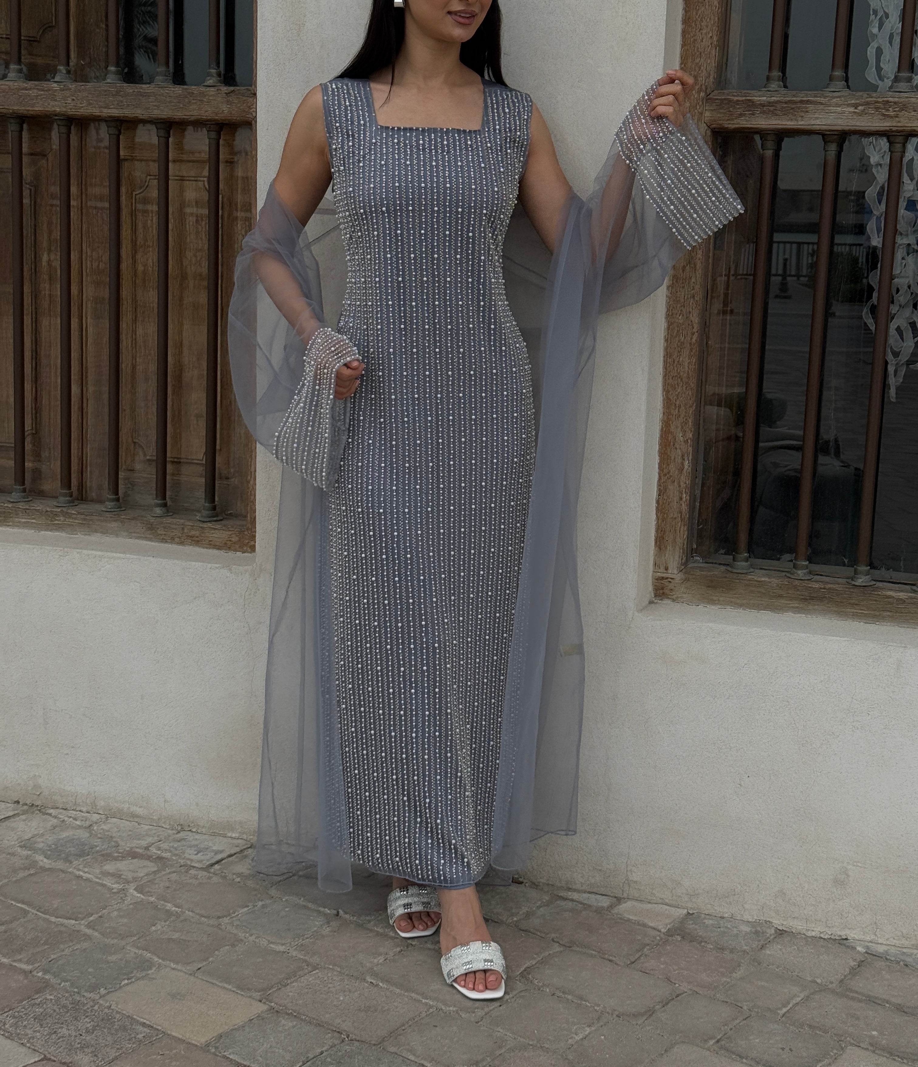 Lily Rose Dress With Transparent Abaya - Contessa Collection   Dubai 
