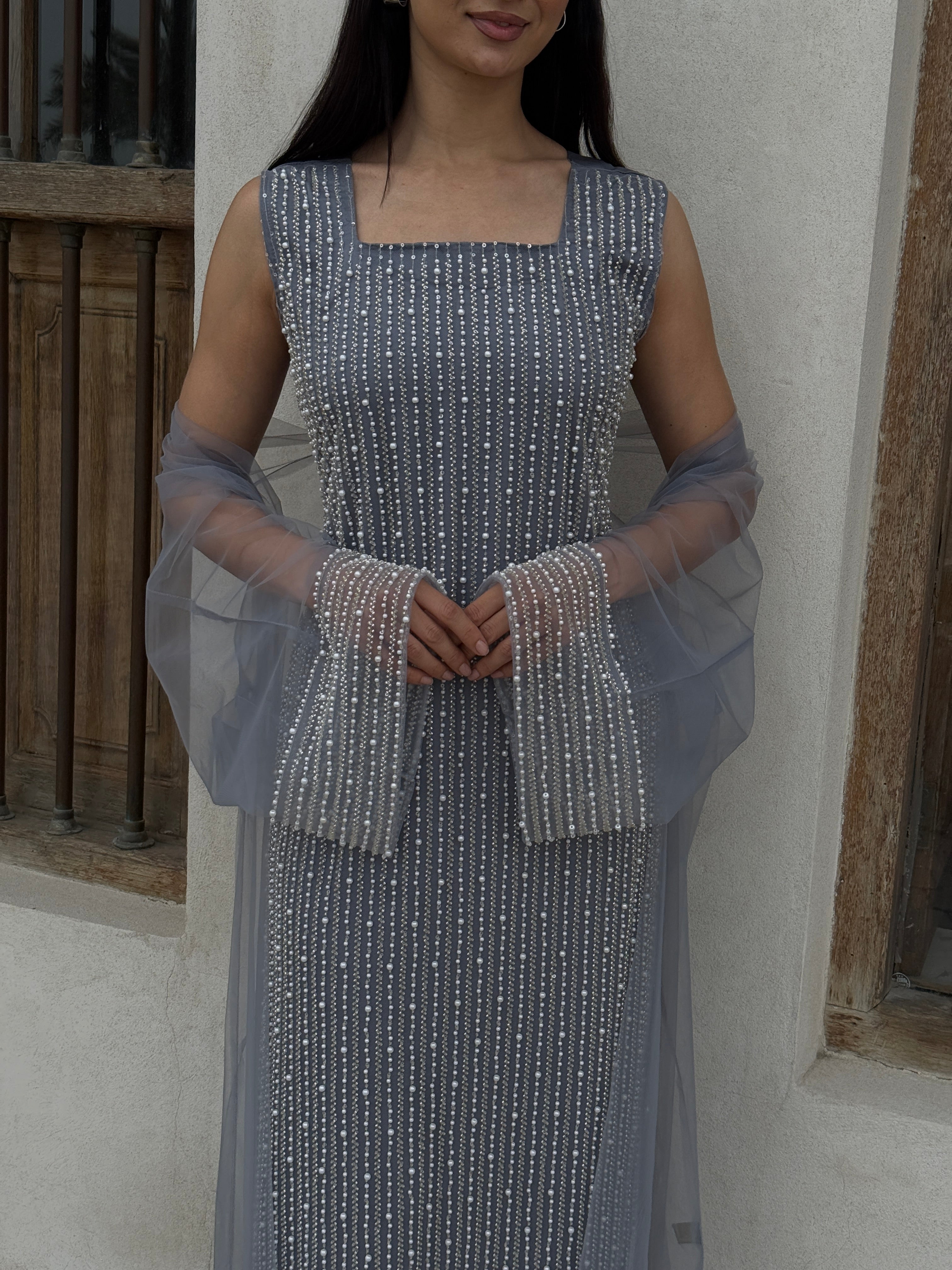 Lily Rose Dress With Transparent Abaya - Contessa Collection   Dubai 