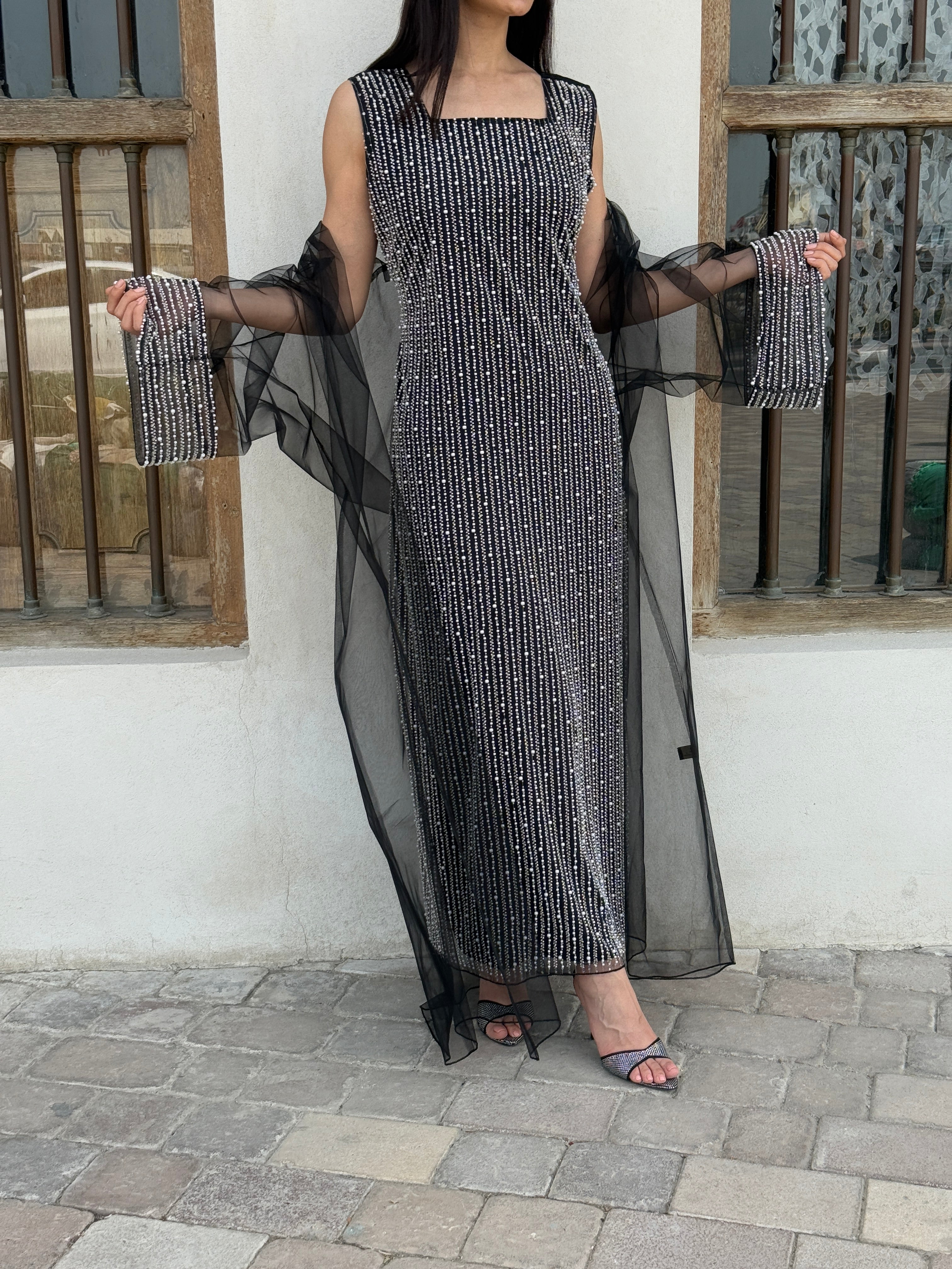 Lily Rose Dress With Transparent Abaya - Contessa Collection   Dubai 