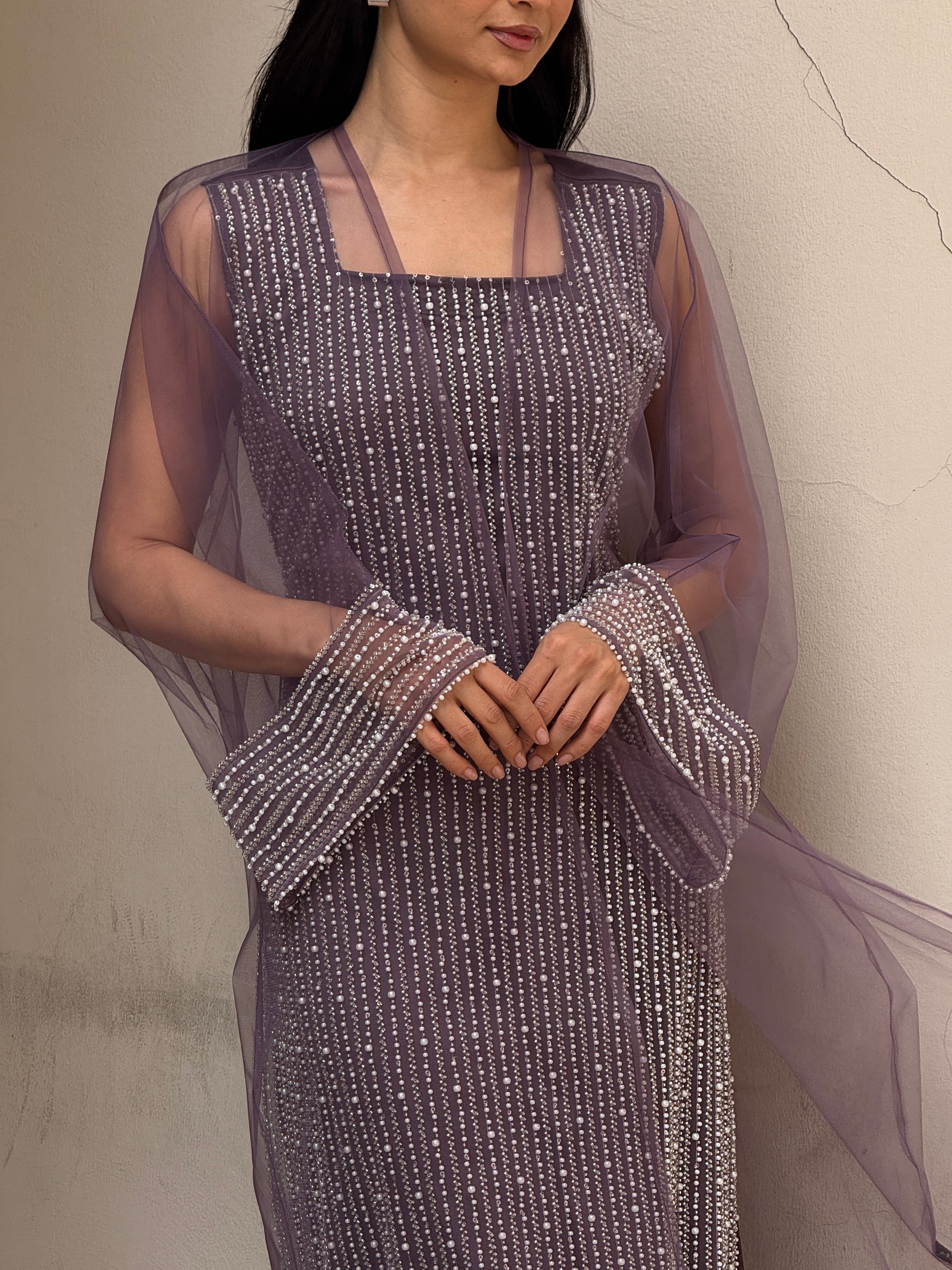 Lily Rose Dress With Transparent Abaya - Contessa Collection   Dubai 