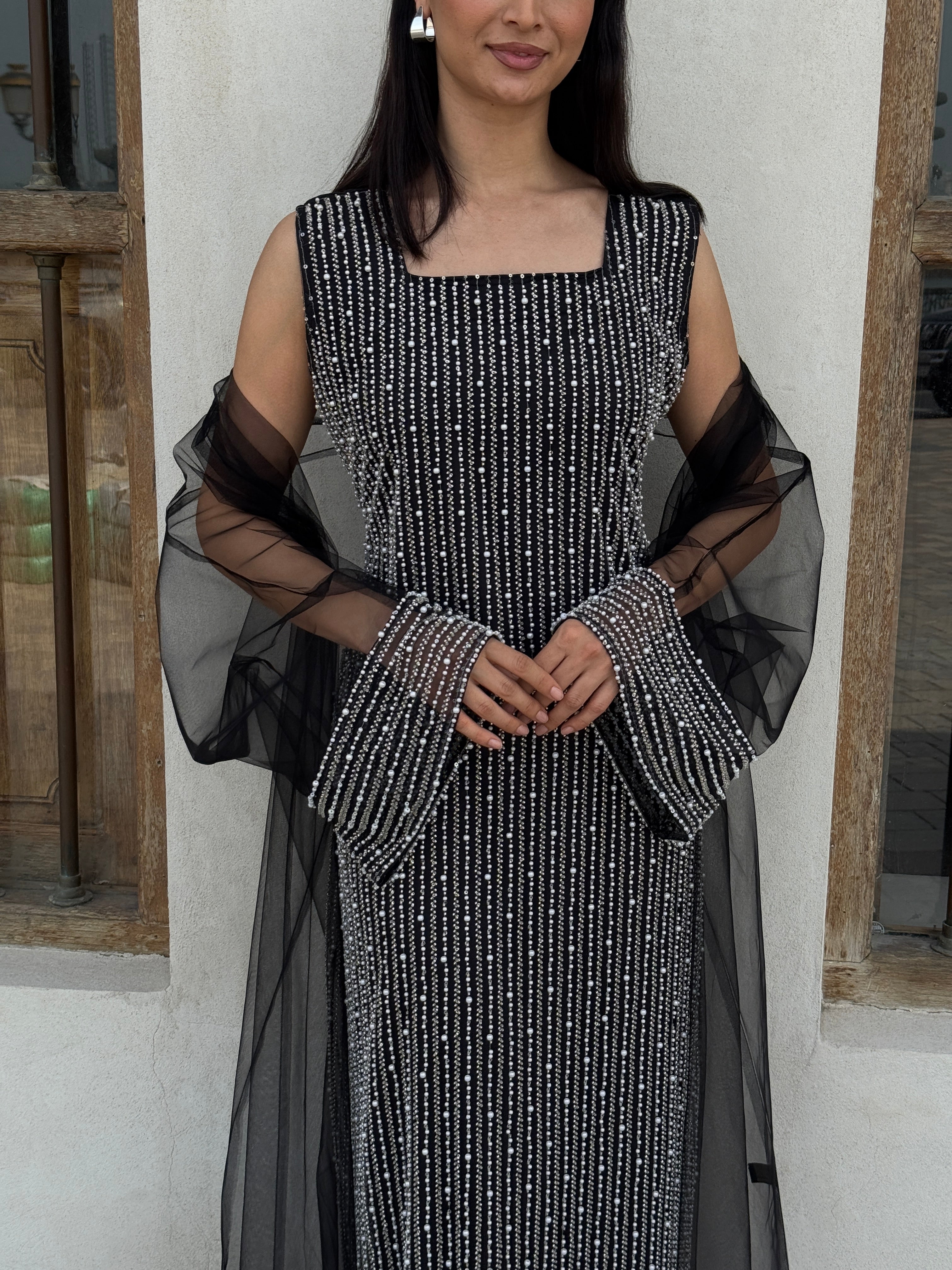 Lily Rose Dress With Transparent Abaya - Contessa Collection   Dubai 