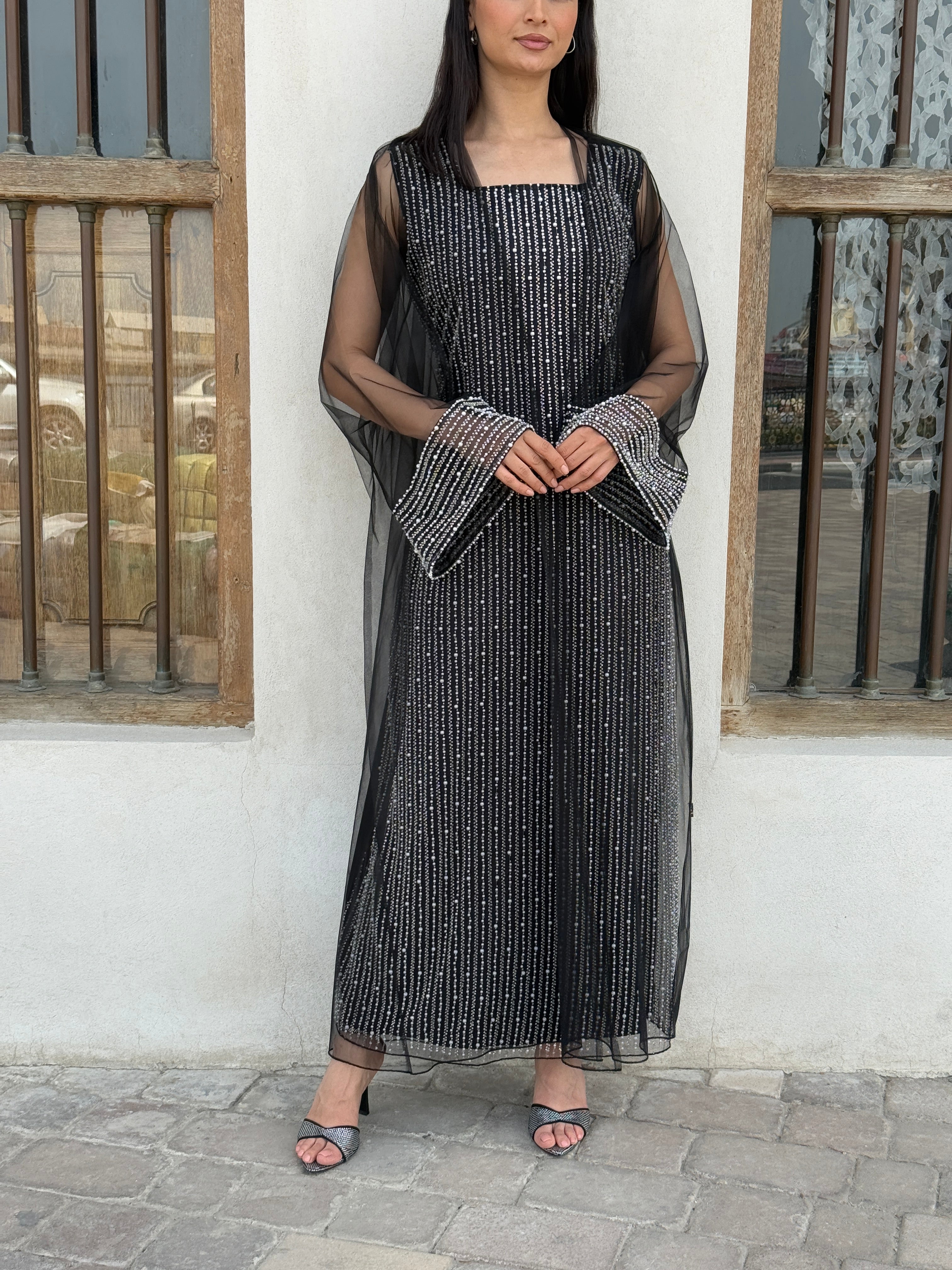 Lily Rose Dress With Transparent Abaya - Contessa Collection   Dubai 