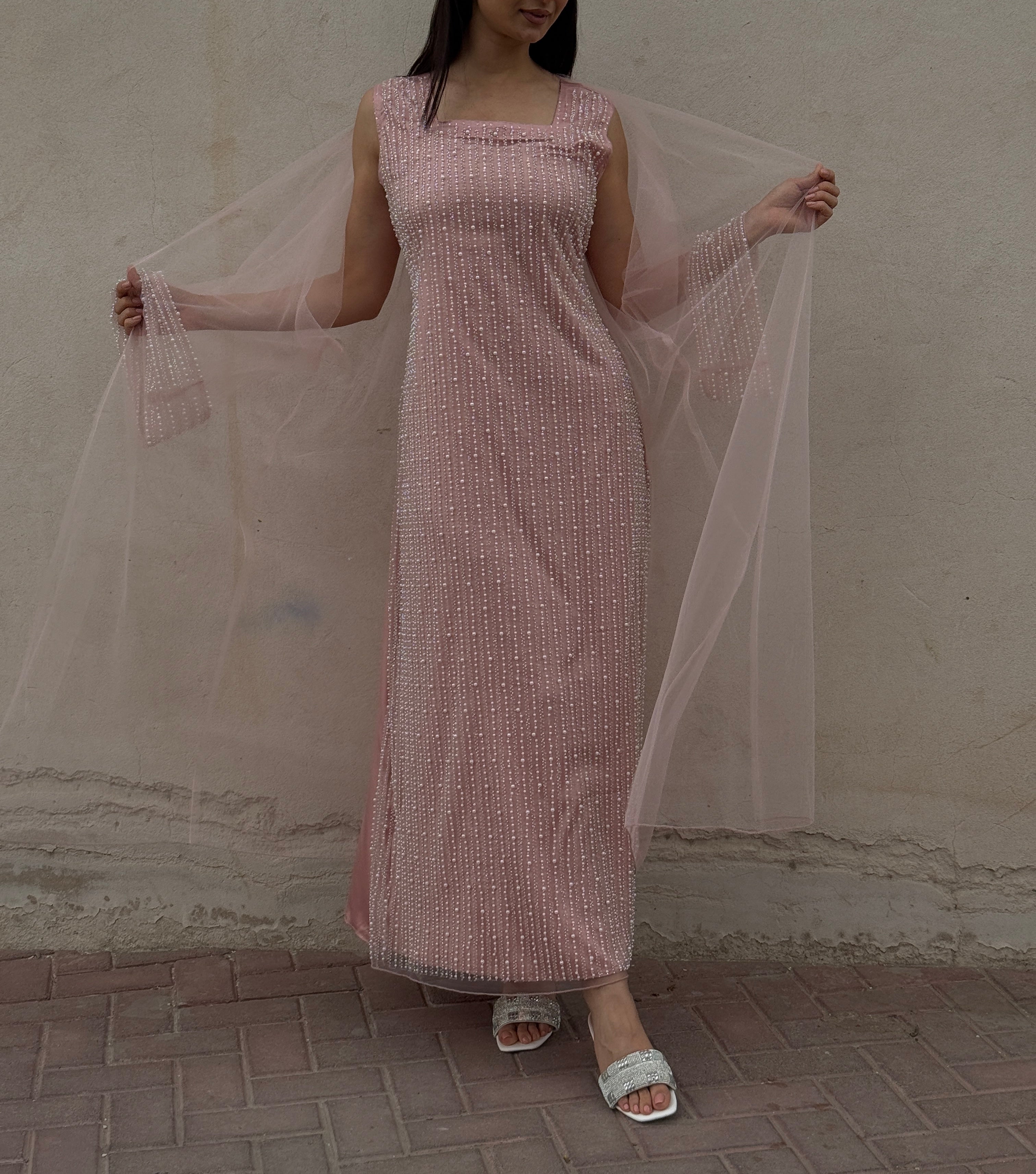 Lily Rose Dress With Transparent Abaya - Contessa Collection   Dubai 