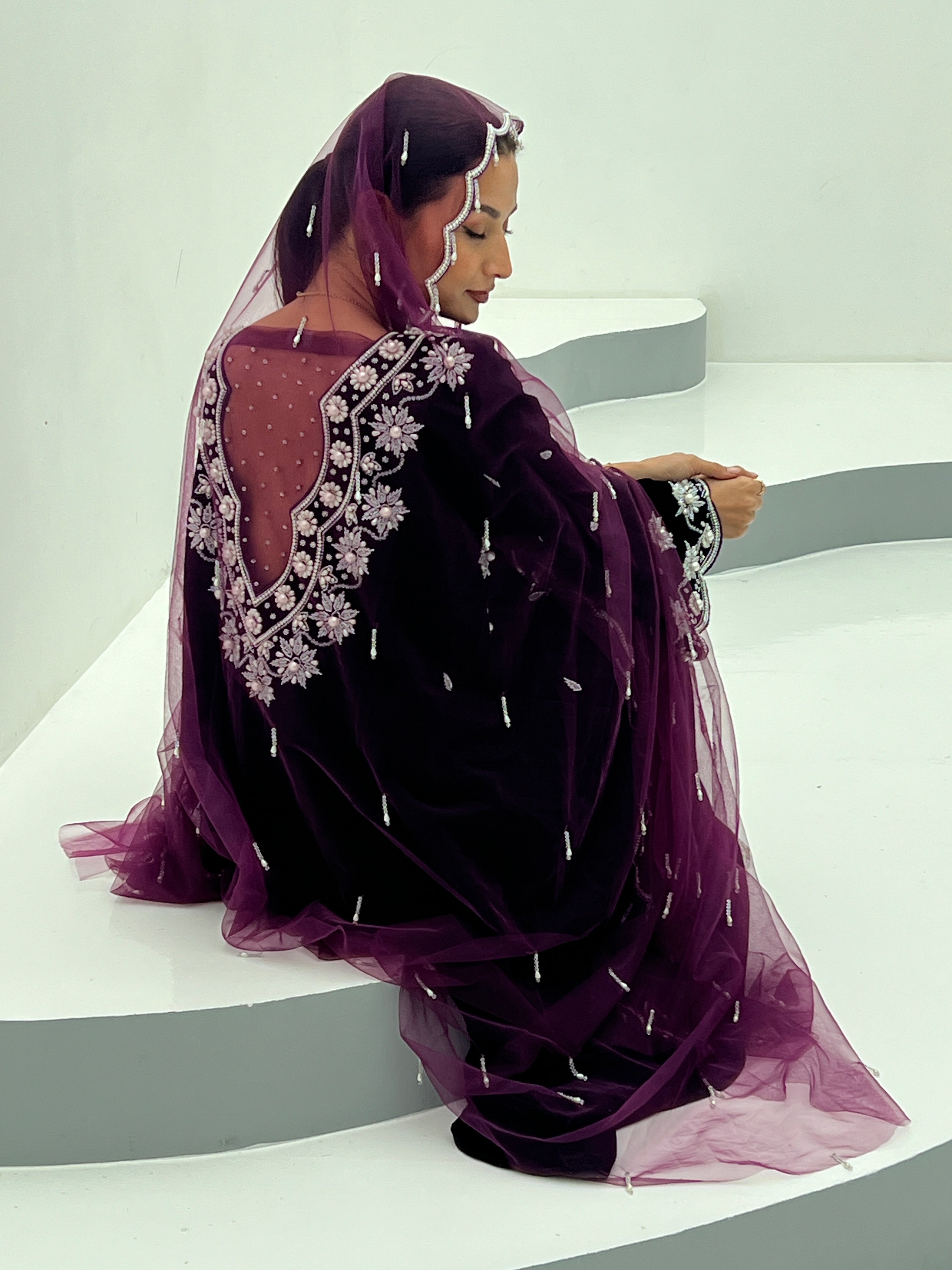 Velvet Soul Dress With Handwork Tule - Contessa Collection