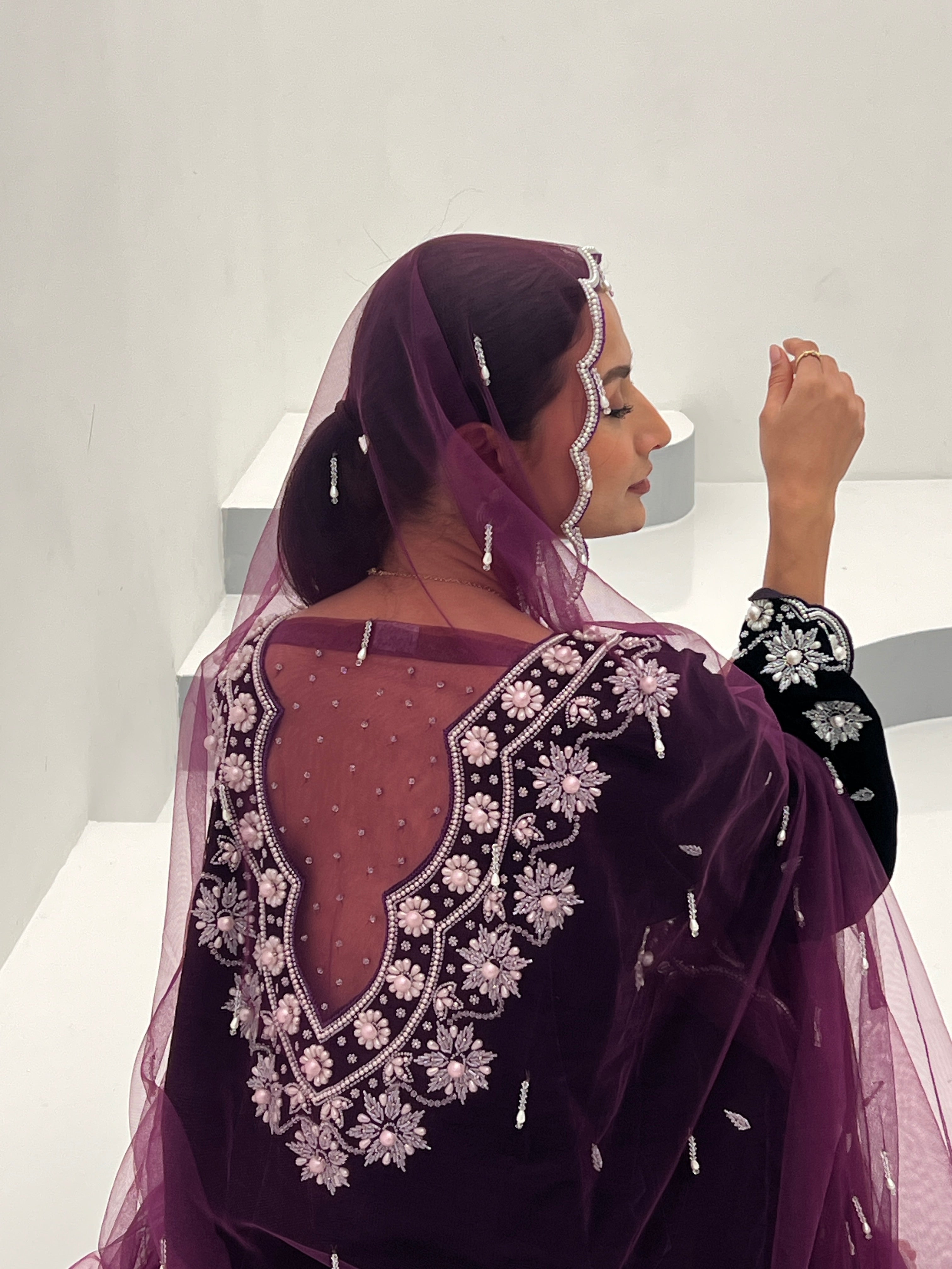 Velvet Soul Dress With Handwork Tule - Contessa Collection