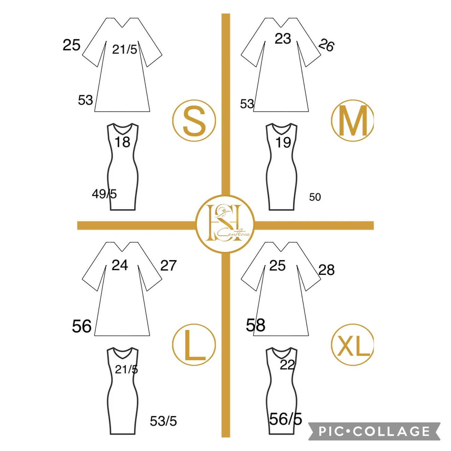 Size guide for full set abaya with underdress Dubai including measurements for small to extra-large