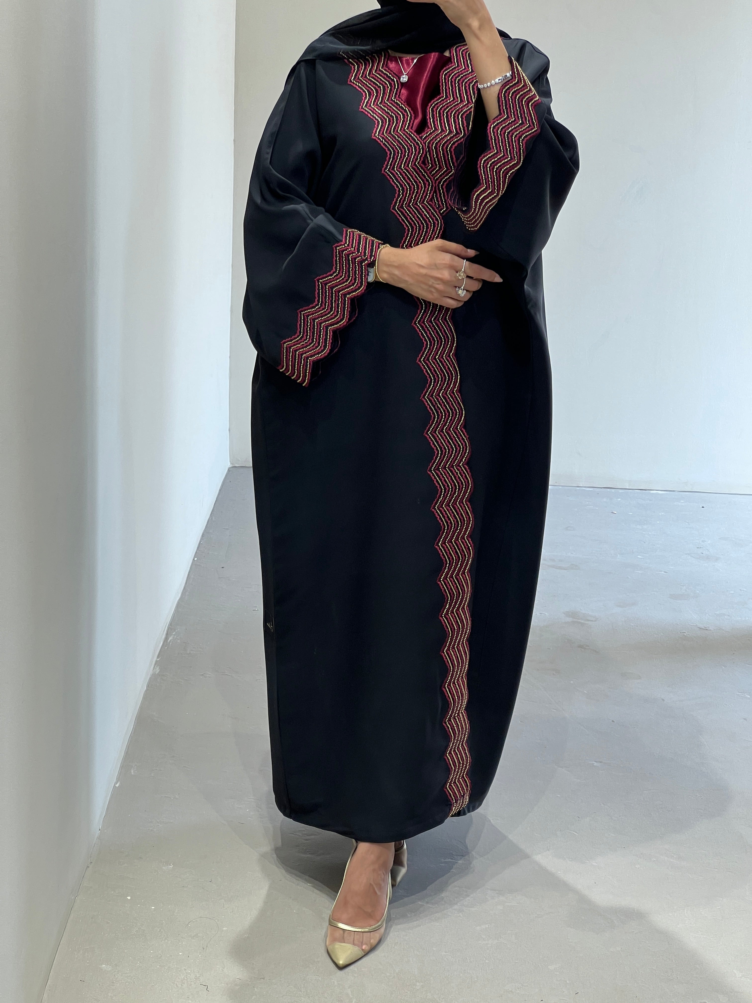 Elegant Contessa Collection luxury abaya set with dress and sheila featuring intricate embroidery