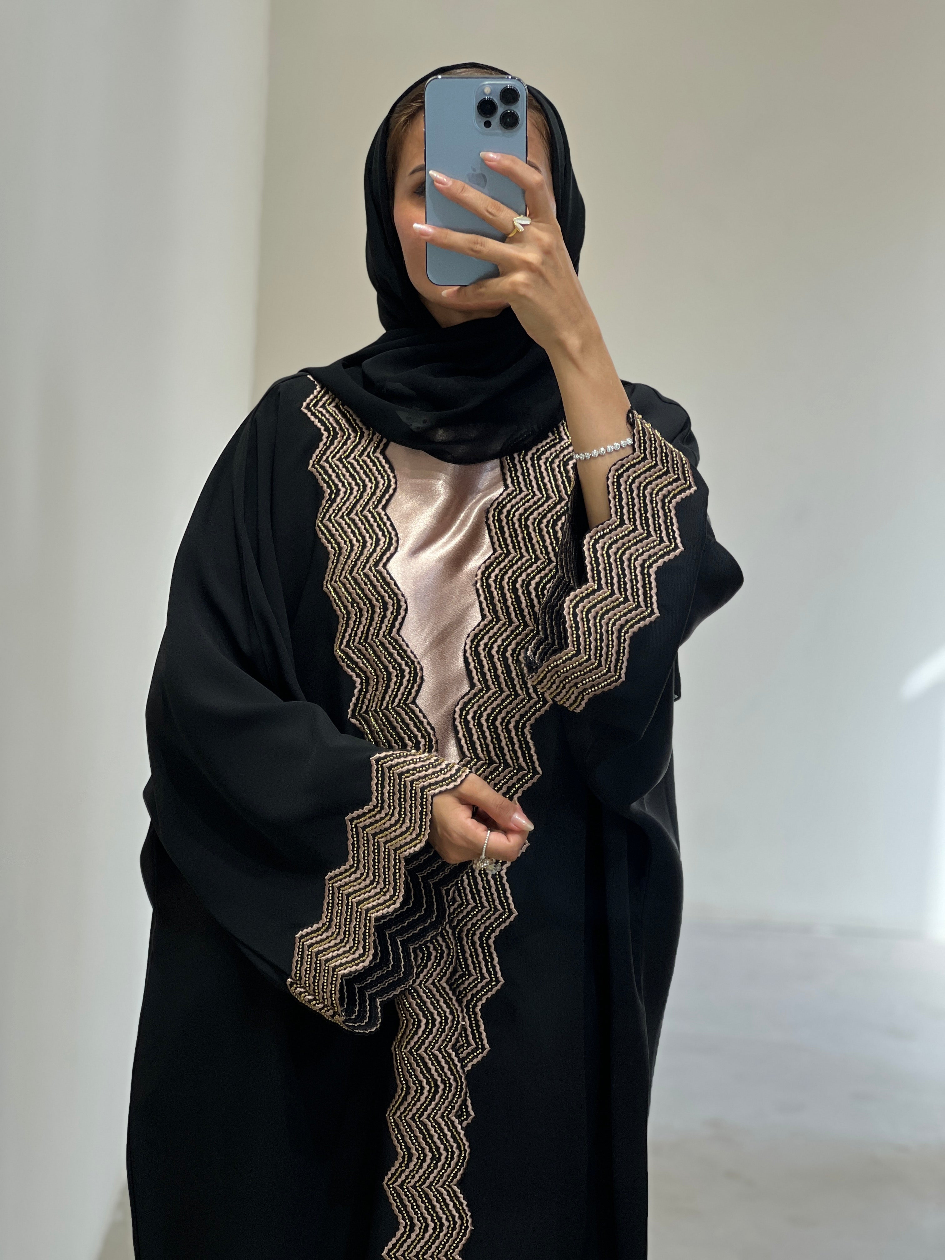 Contessa Collection luxury abaya set with dress and sheila featuring elegant embroidery and a stylish design