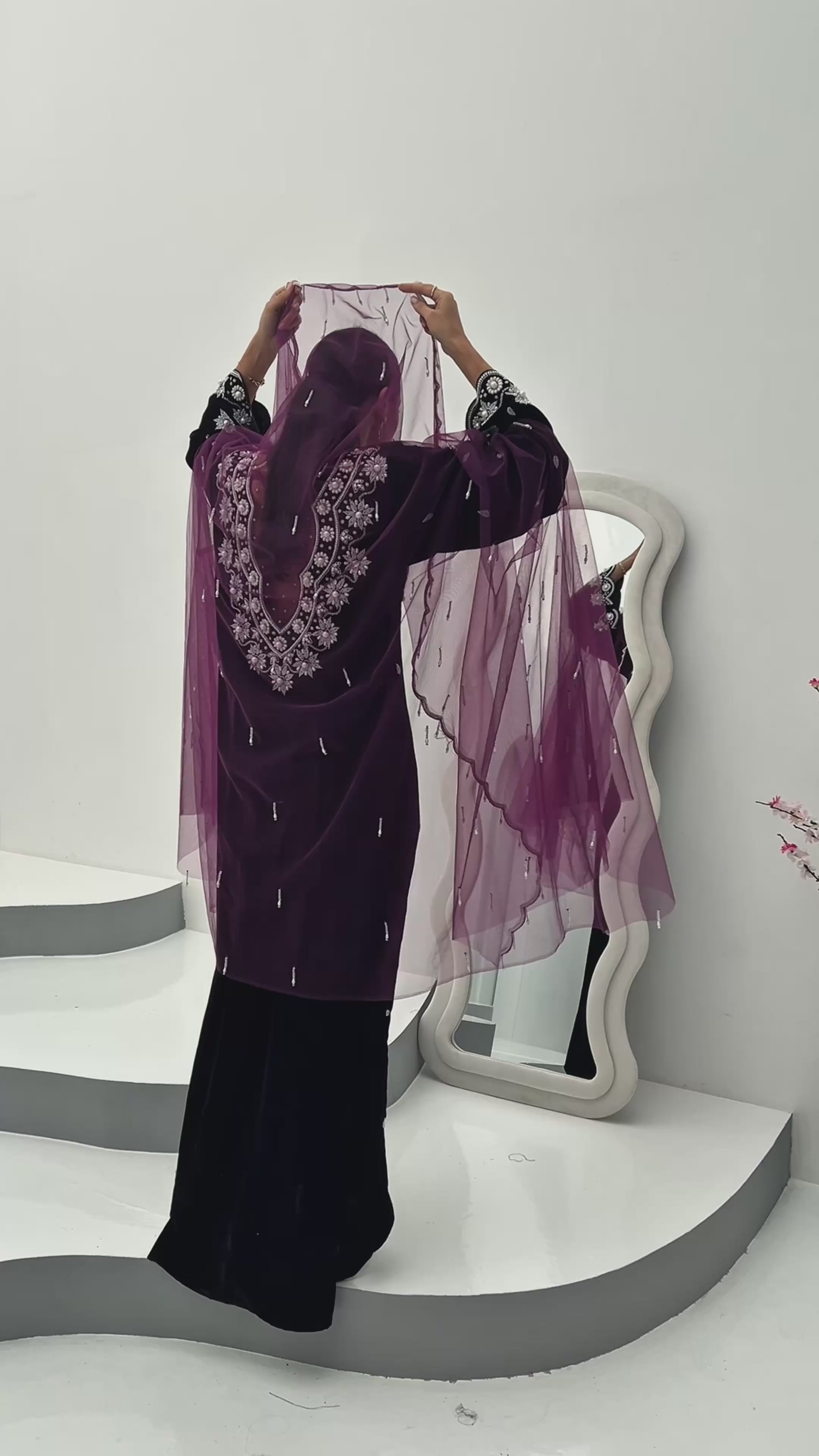 Velvet Soul Dress With Handwork Tule